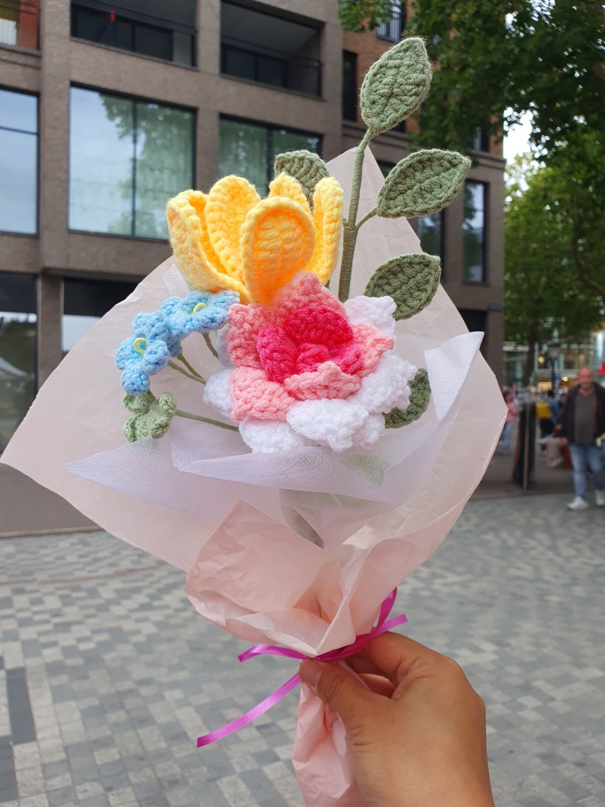 Handgemaakt gehaakt Rose tulp boeket - 94126 Handgemaakt gehaakt Rose tulp boeket