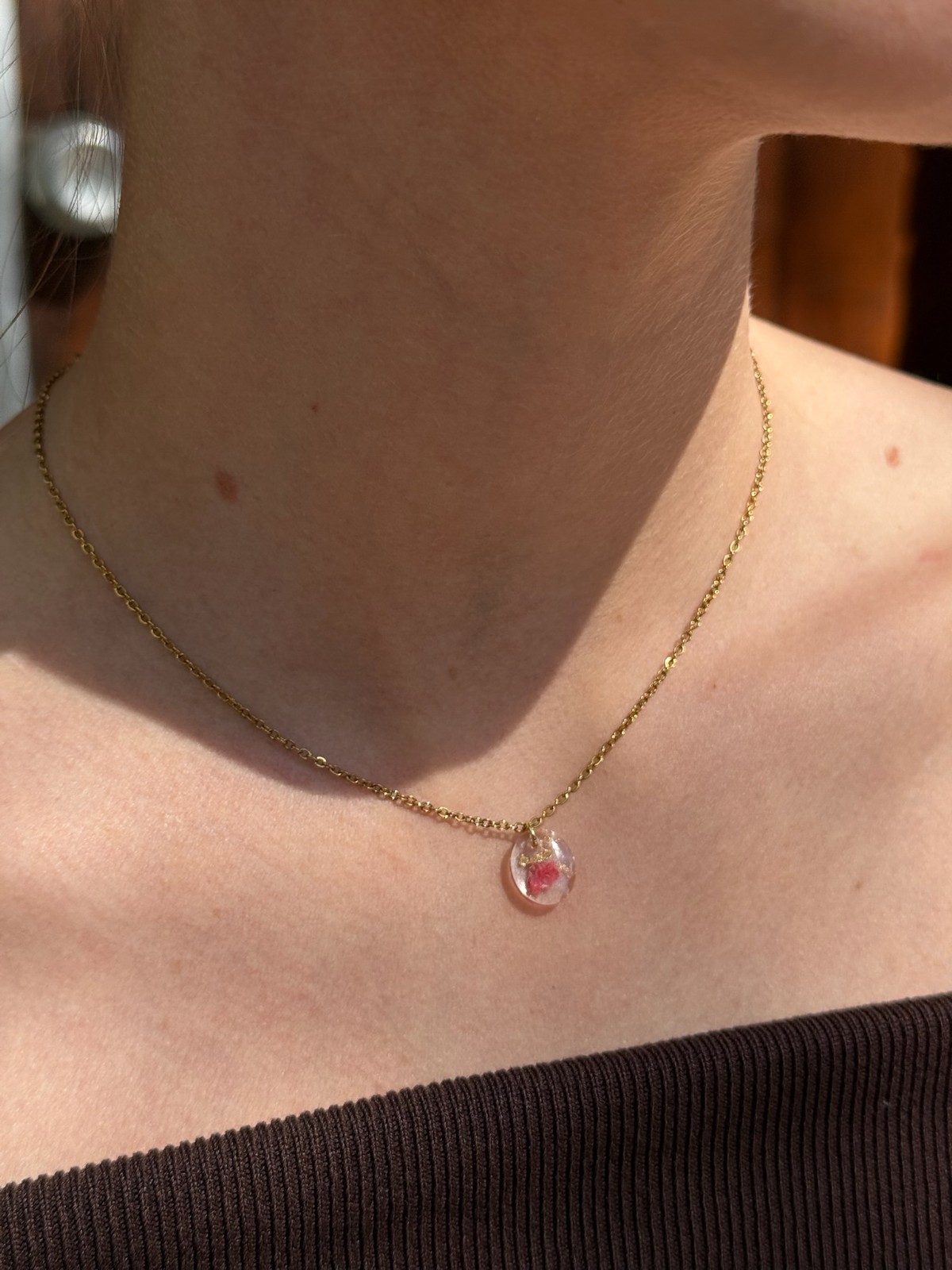 Ketting met Ovaalvormige Hanger Gevuld met Echte Bloem uit Utrecht (T… - 96543 Ketting met Ovaalvormige Hanger Gevuld met Echte Bloem uit Utrecht (The Blossom Chapter)