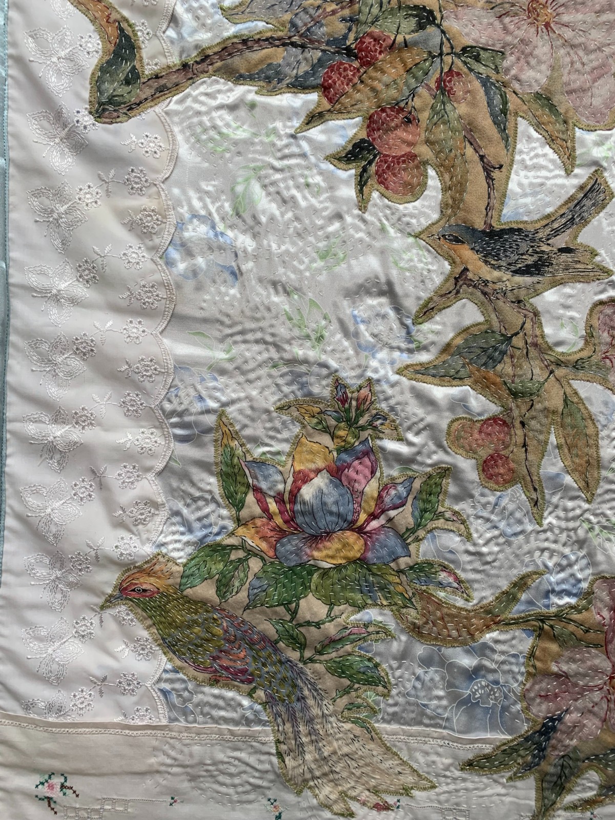 Mooi wandkleed met vintage vogel stof