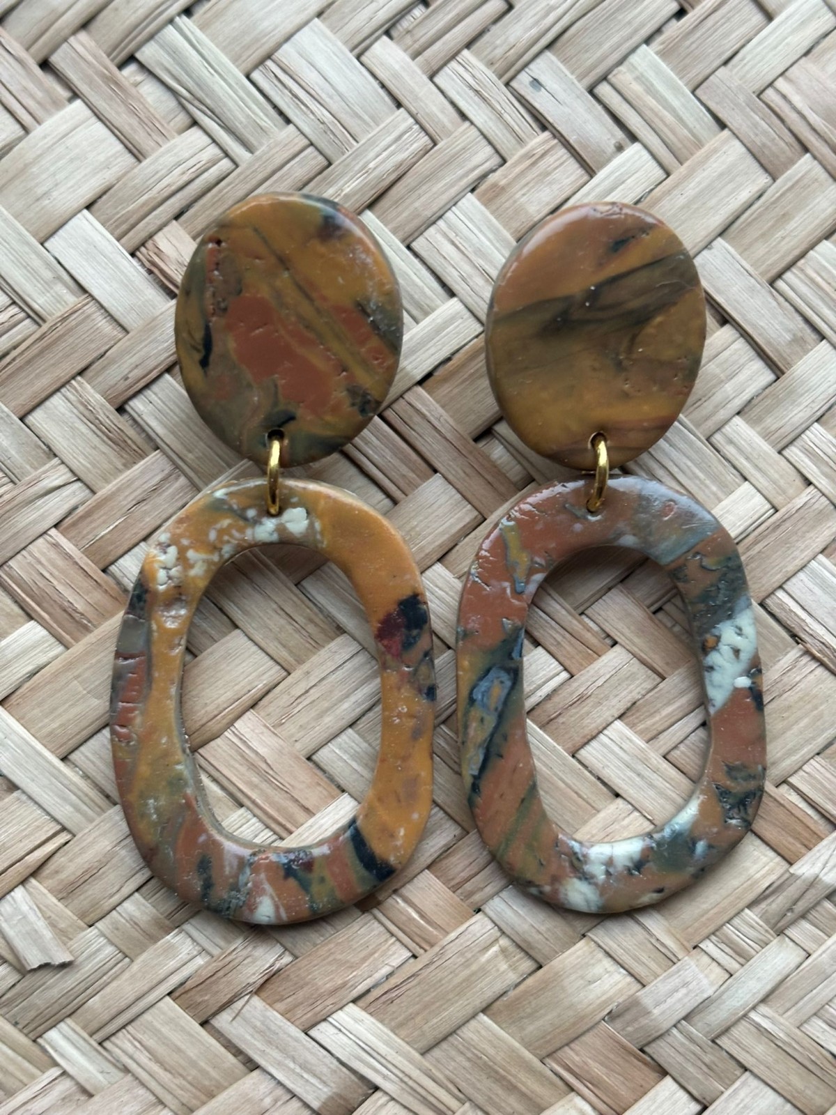 Oorbellen - herfstkleuren (open ovaal)