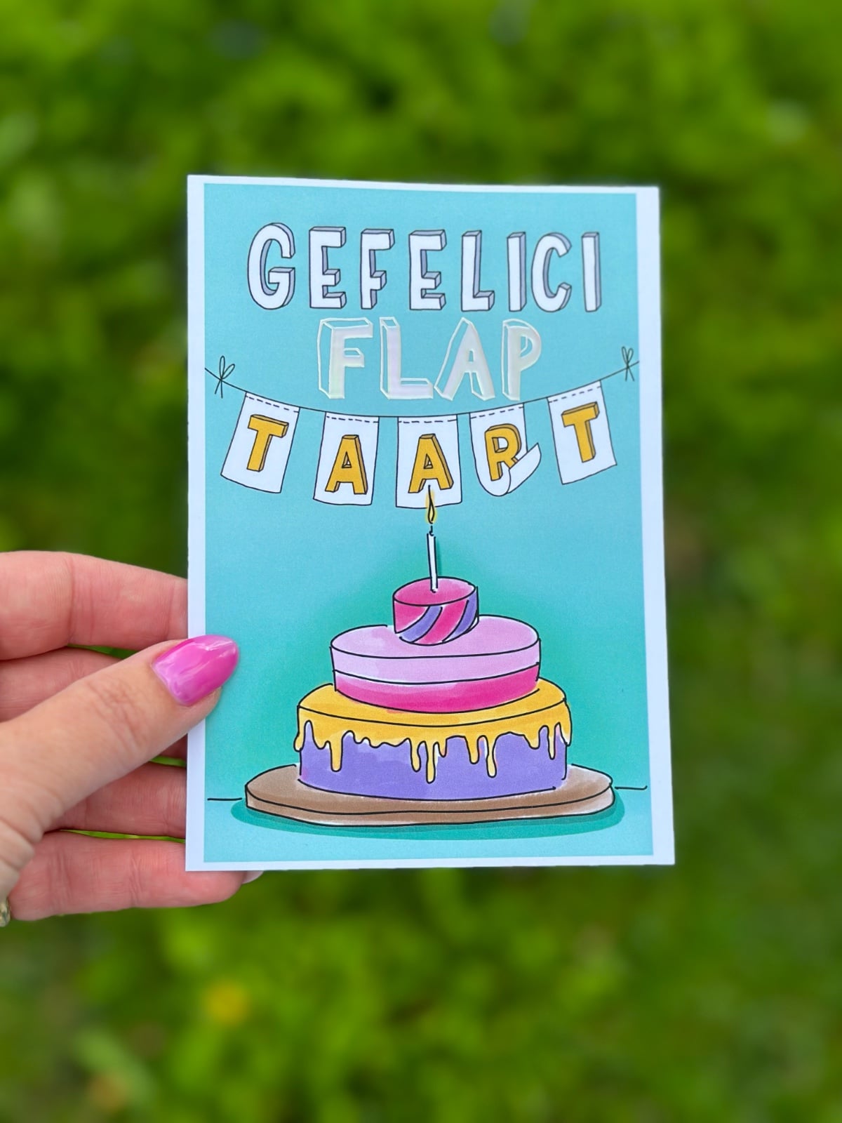 Wenskaart "GefeliciFLAPtaart"