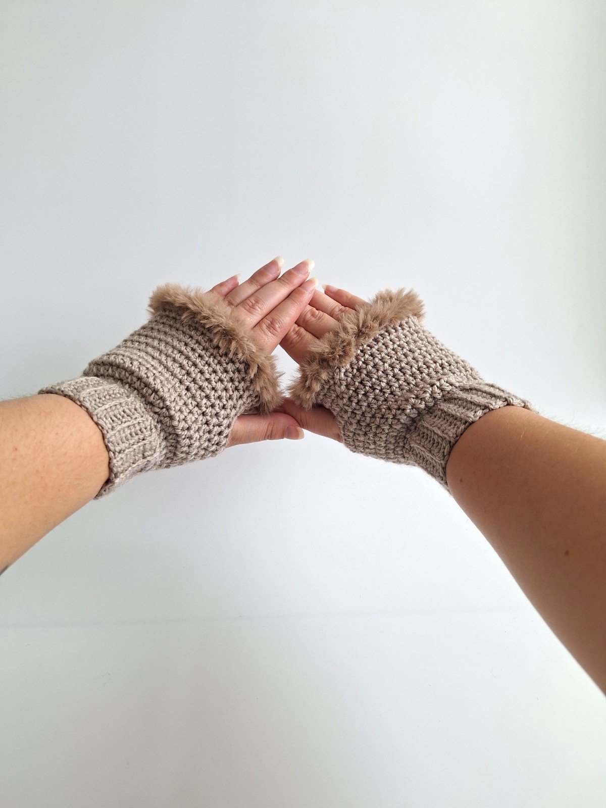 Gehaakte handschoenen - gehaakte vingerloze handschoenen | Beige - 99159 Gehaakte handschoenen - gehaakte vingerloze handschoenen | Beige