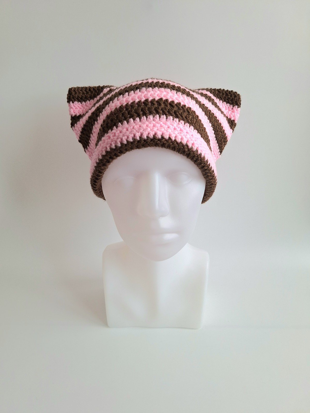 Gehaakte muts | Bruin en lichtroze - 99234 Gehaakte muts | Bruin en lichtroze
