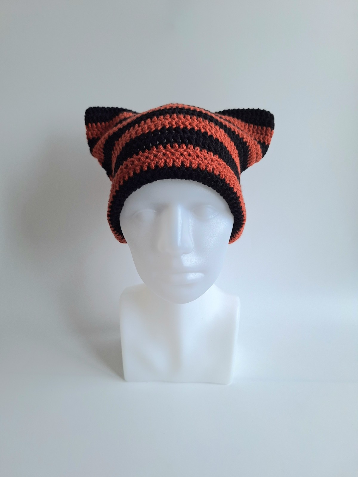 Gehaakte muts | Zwart en roest - 99301 Gehaakte muts | Zwart en roest