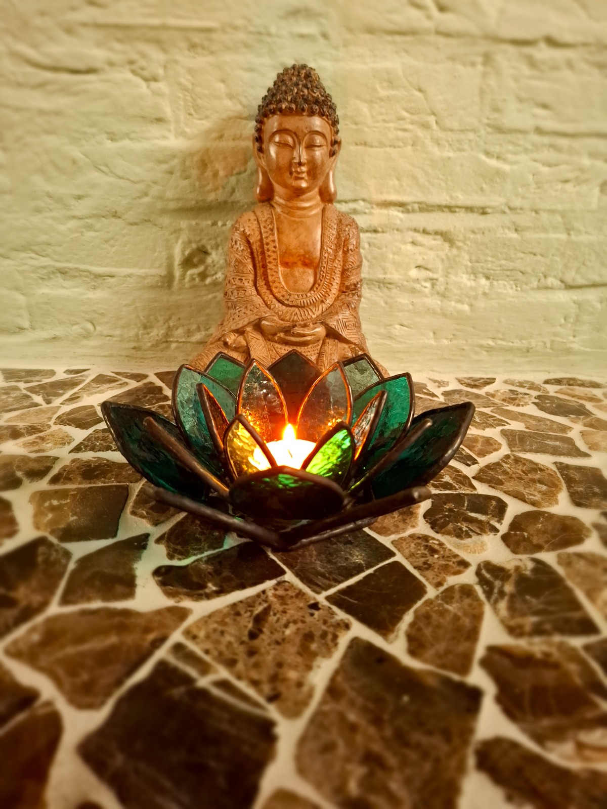 Grote glas in lood lotus "Aurora" - 98910 Grote glas in lood lotus "Aurora"