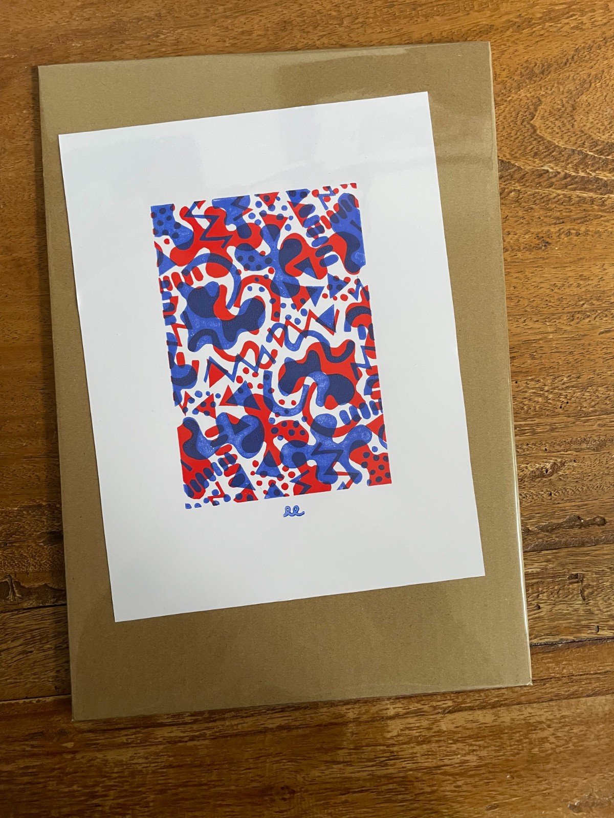 Handgedrukte lino print 18 x 24 cm - 'R&B' - 98490 Handgedrukte lino print 18 x 24 cm - 'R&B'