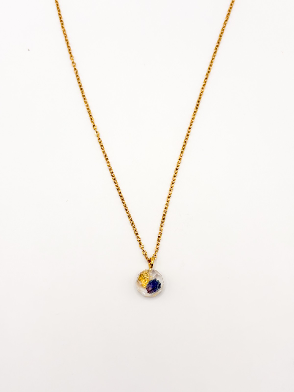 Ketting met Juweelvormige Hanger Gevuld met Echte Bloem uit Lissabon (Late Bloomers)