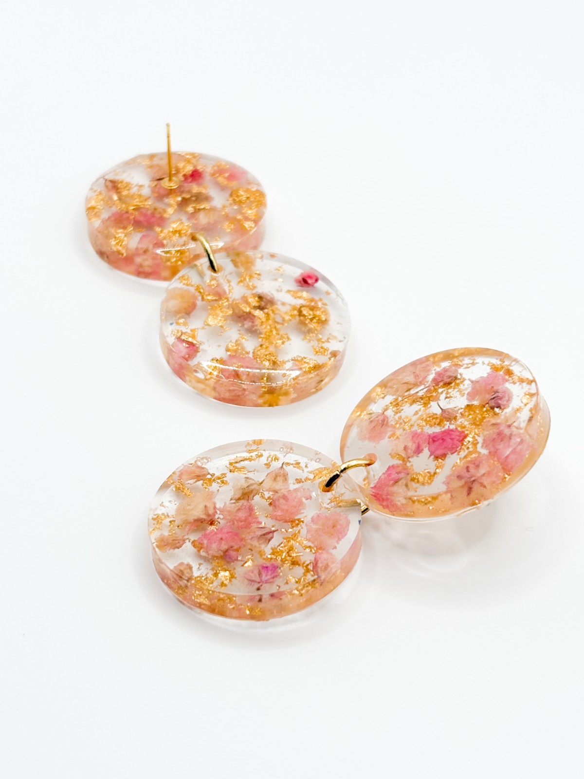 Ronde Vintage-style Oorbellen Gemaakt met Echte Bloemen uit Lissabon (Late Bloomers)