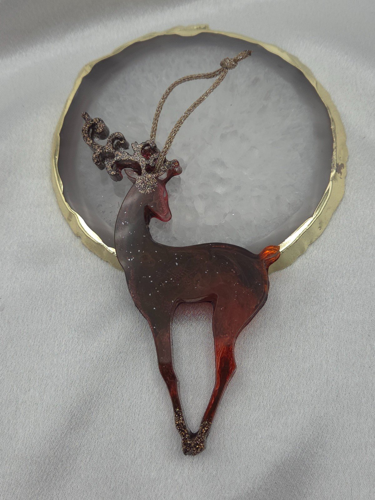 Set van 4 handgemaakte kersthangers - rendieren - ornament voor in de kerstboom