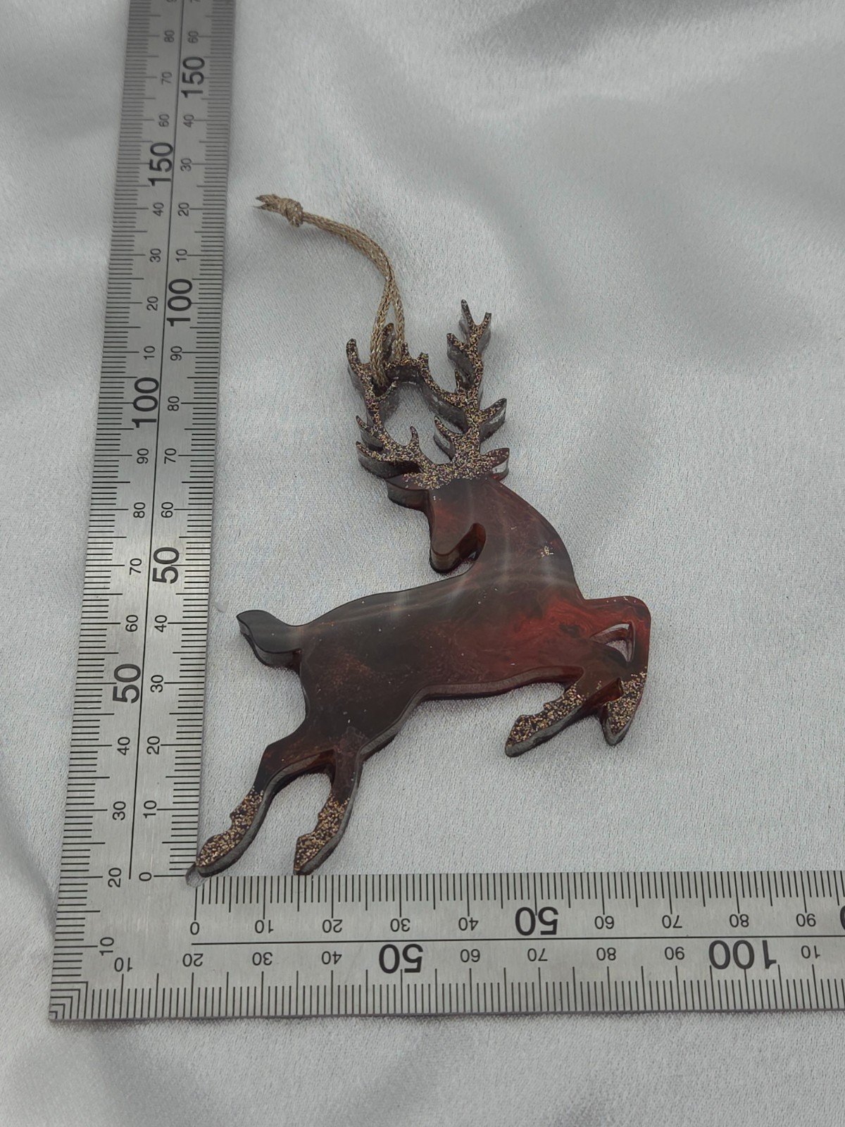 Set van 4 handgemaakte kersthangers - rendieren - ornament voor in de kerstboom