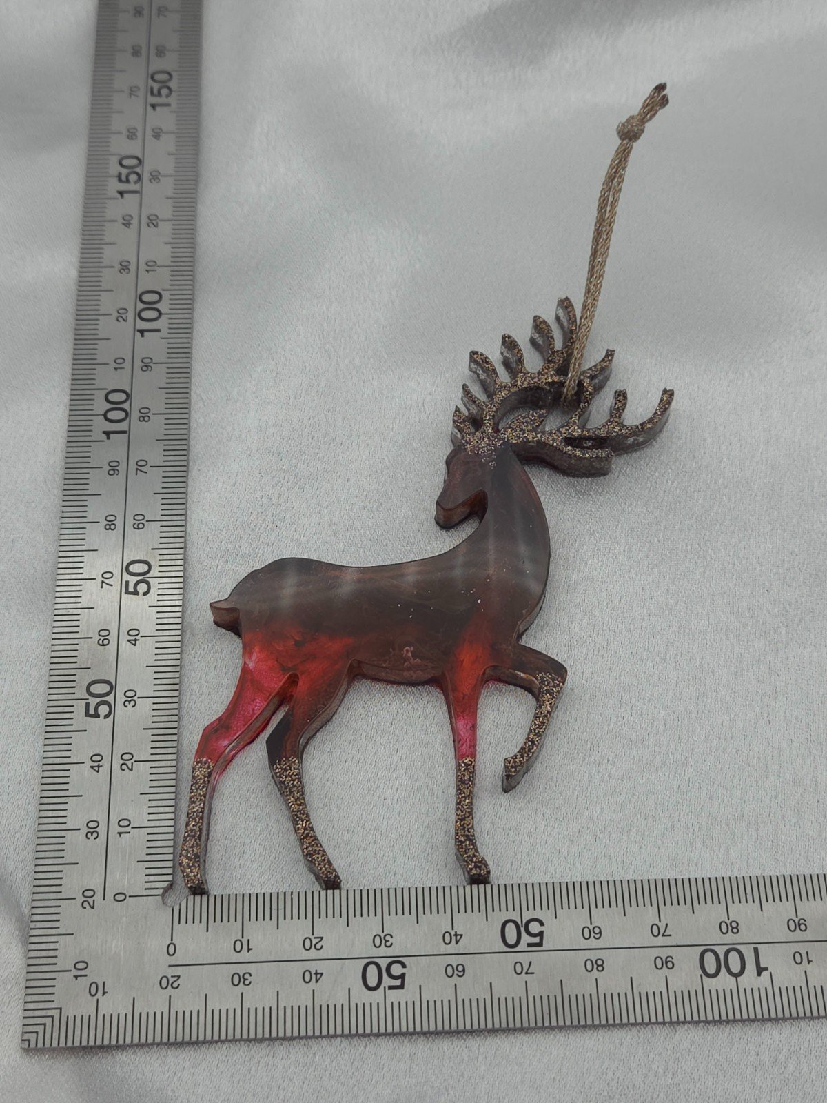 Set van 4 handgemaakte kersthangers - rendieren - ornament voor in de kerstboom