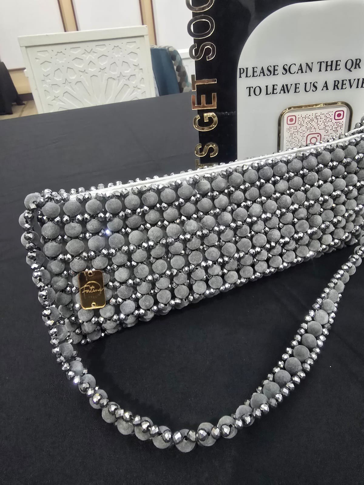 Daim parel handtas - handgemaakt - 103916 Daim parel handtas - handgemaakt