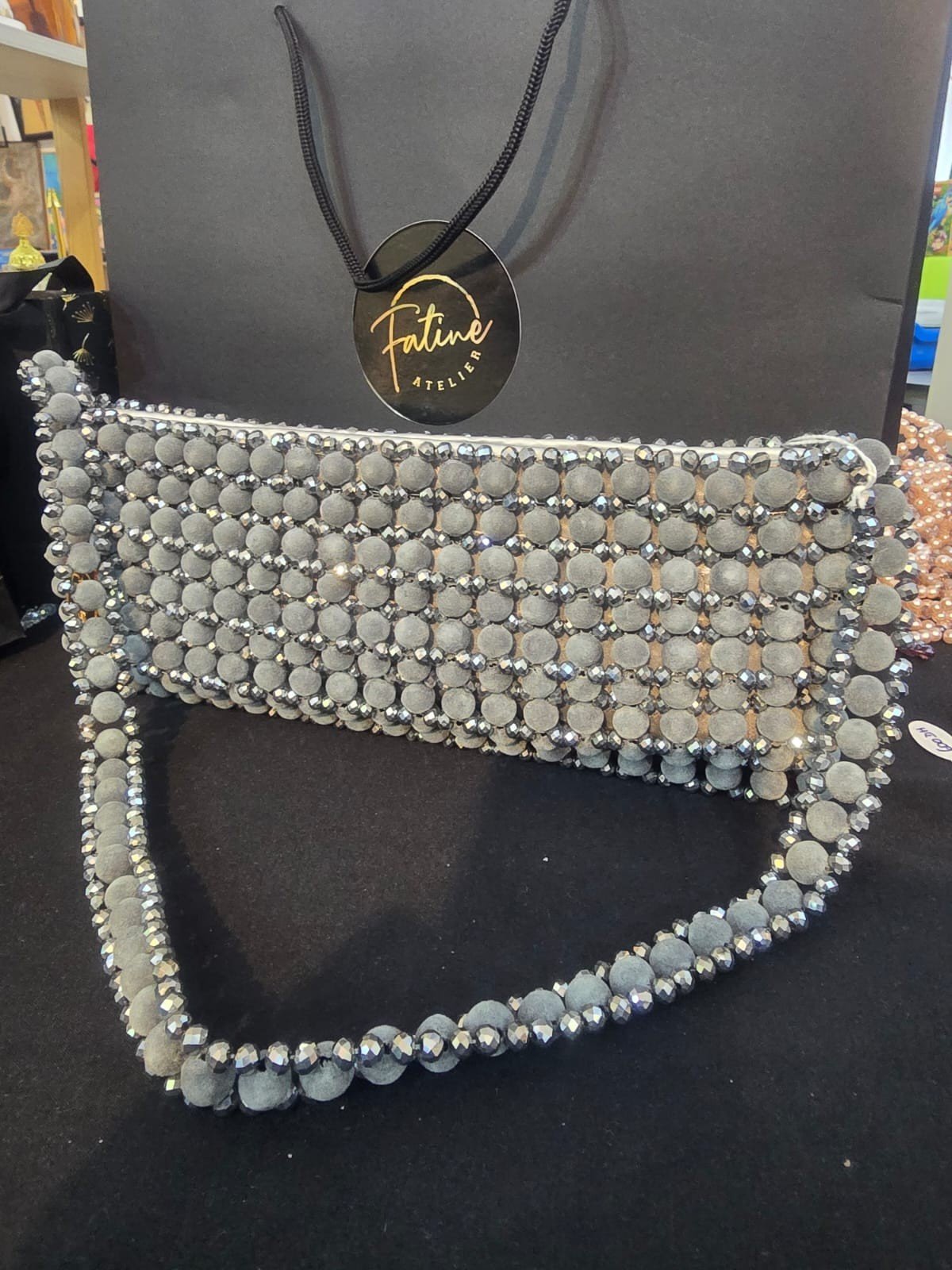 Daim parel handtas - handgemaakt - 103917 Daim parel handtas - handgemaakt