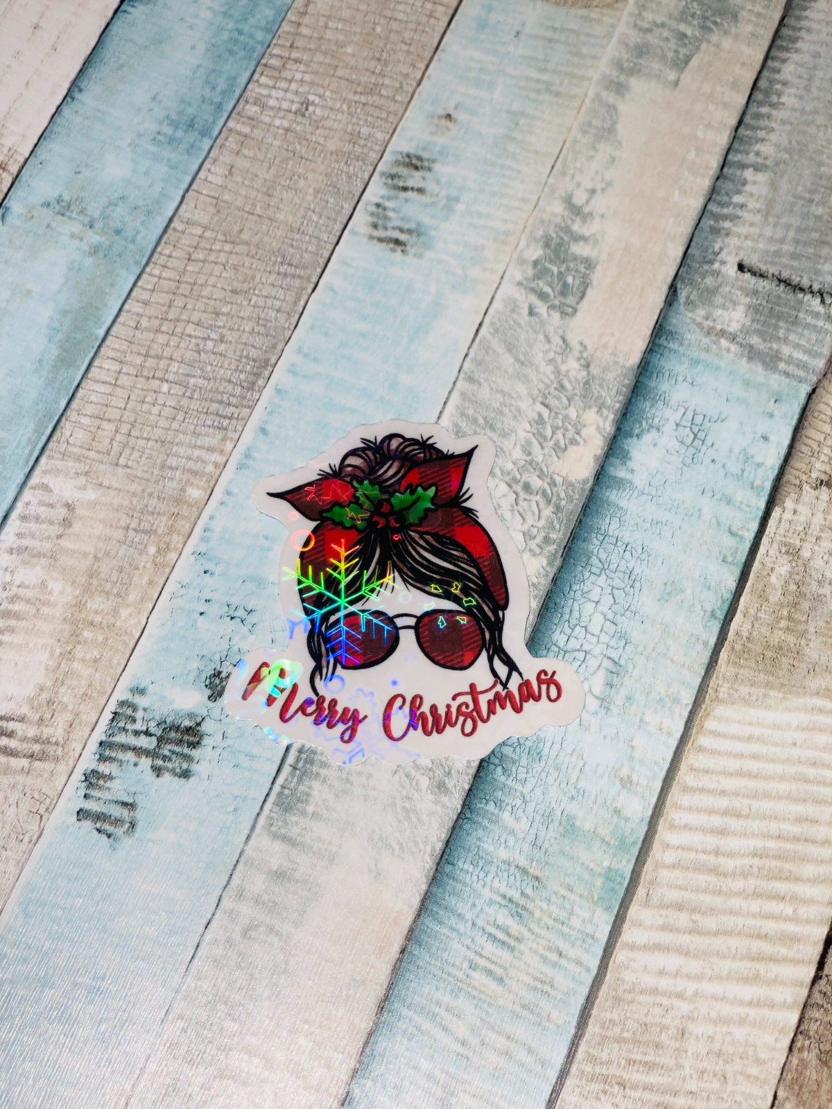 10 Cricut Kerst Stickers – Holografische Sparkle Edition