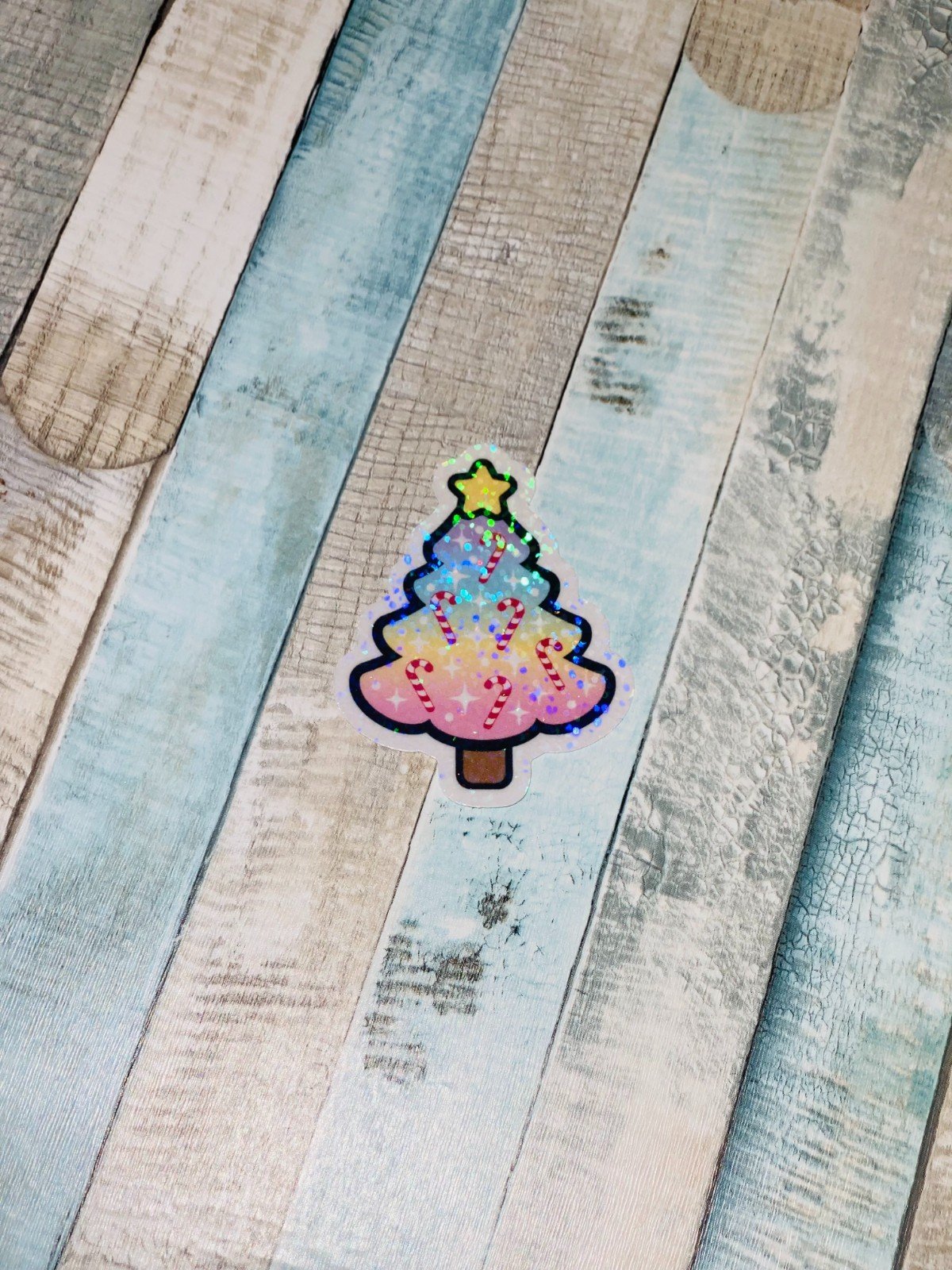 9 Kerst Sticker Set – Holografische Glans & Unieke Ontwerpen