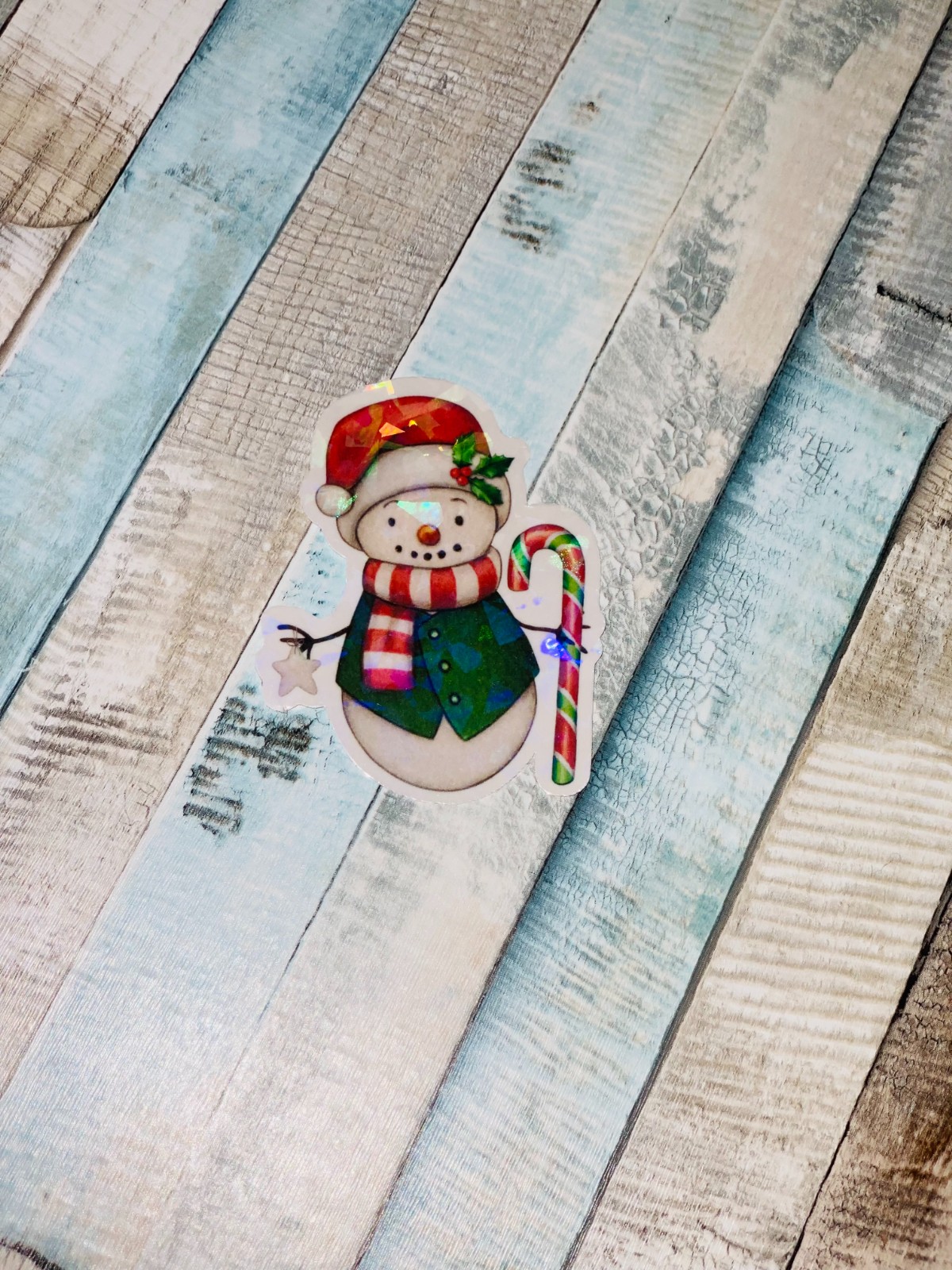 9 Kerst Sticker Set – Holografische Glans & Unieke Ontwerpen