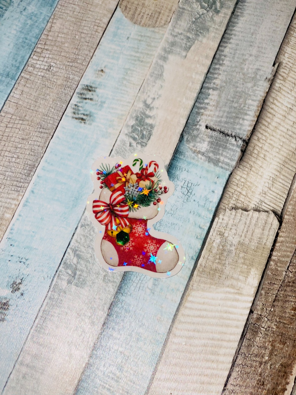 10 Holografische Kerst Stickers – Handgemaakt met Cricut