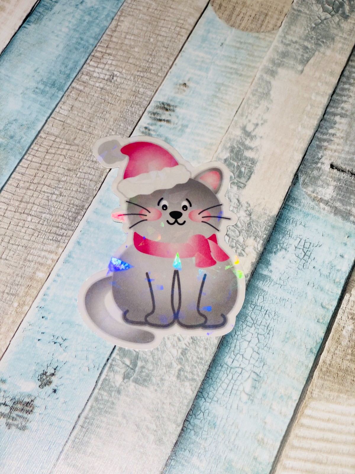 10 Holografische Kerst Stickers – Handgemaakt met Cricut