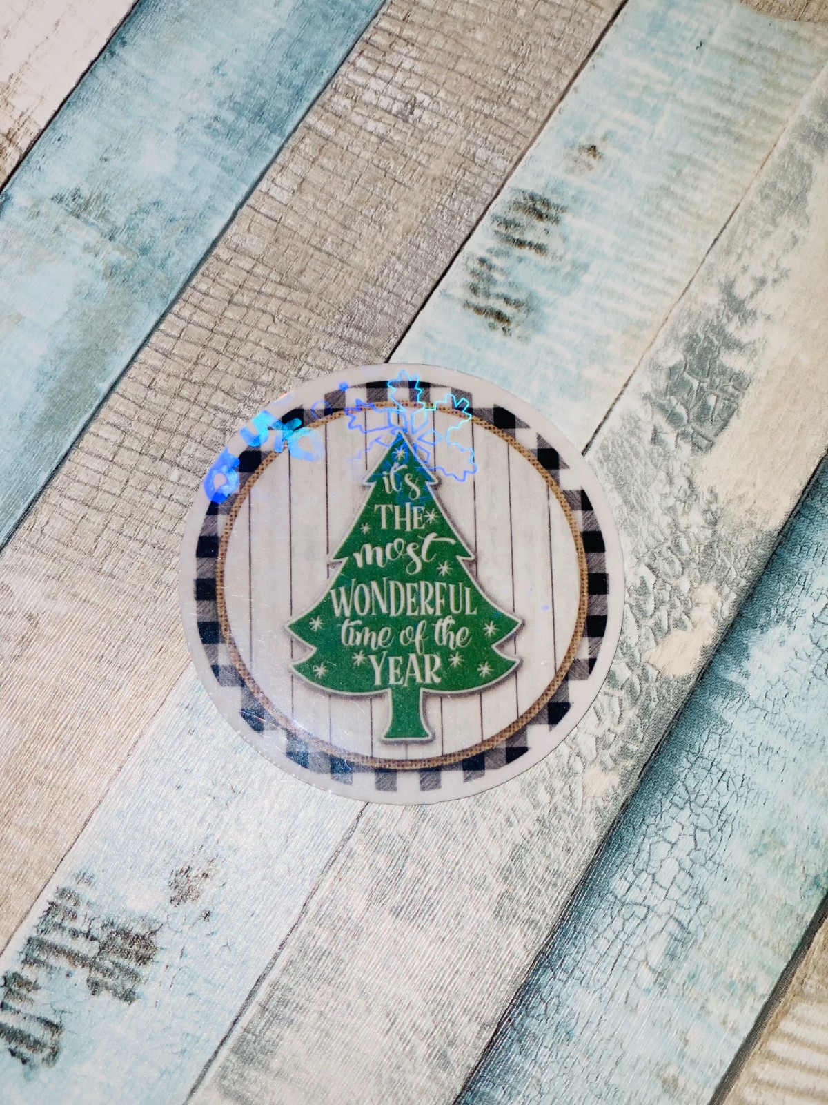 10 Holografische Kerst Stickers – Handgemaakt met Cricut