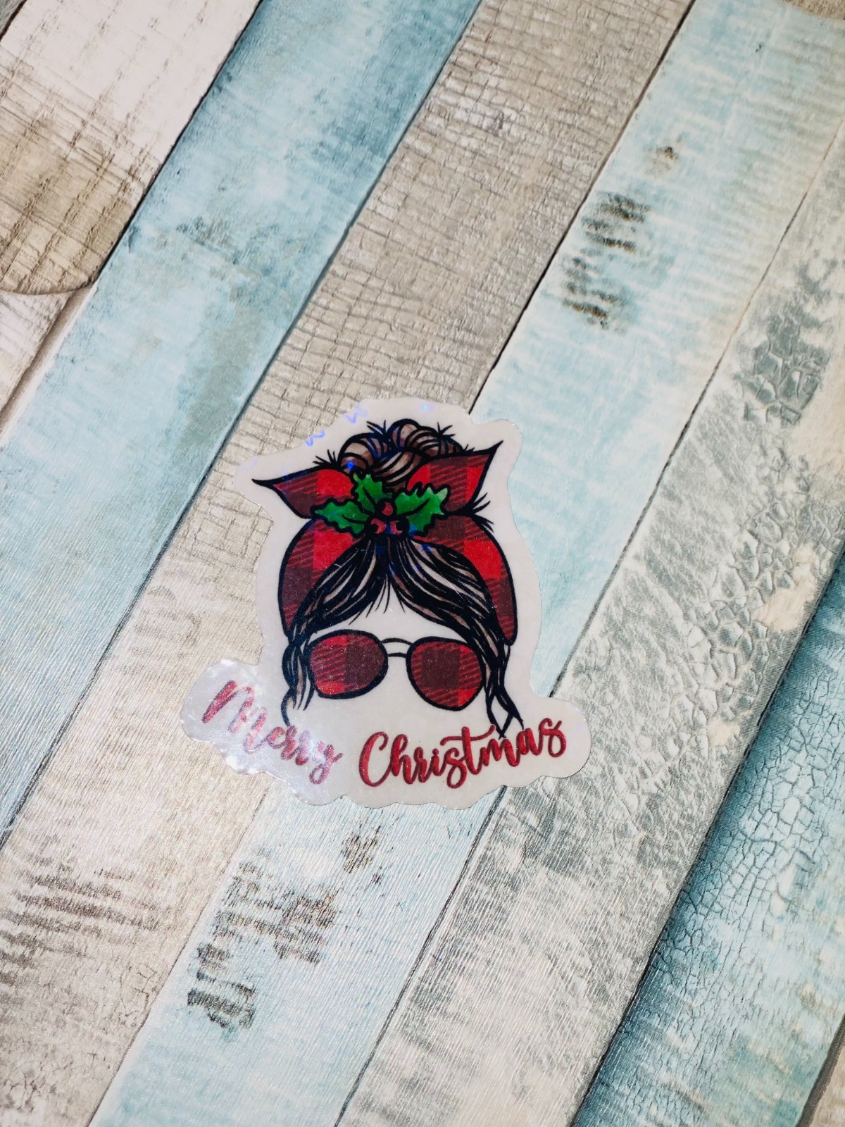 10 Holografische Kerst Stickers – Handgemaakt met Cricut