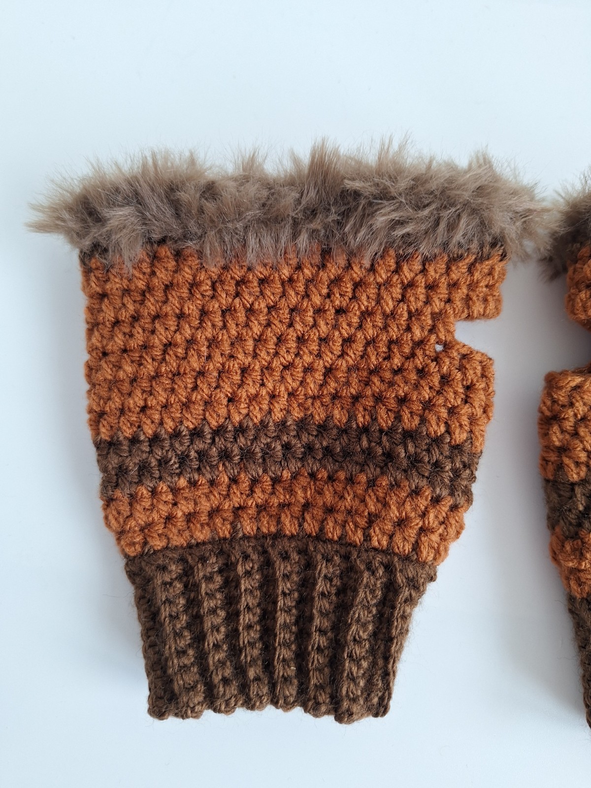 Gehaakte handschoenen - gehaakte vingerloze handschoenen | Donkerbruin en karamelbruin