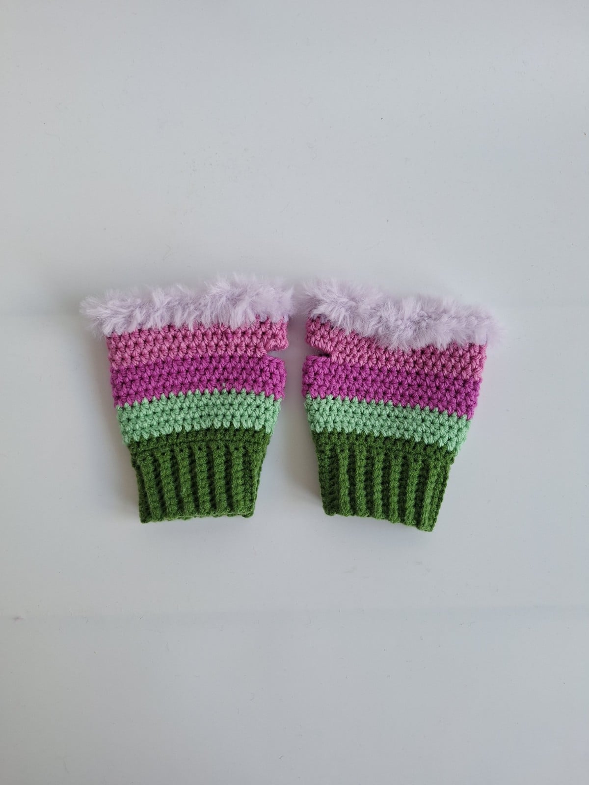 Gehaakte handschoenen - gehaakte vingerloze handschoenen | Groen, mintgroen, lavendel, Barbie roze en lila