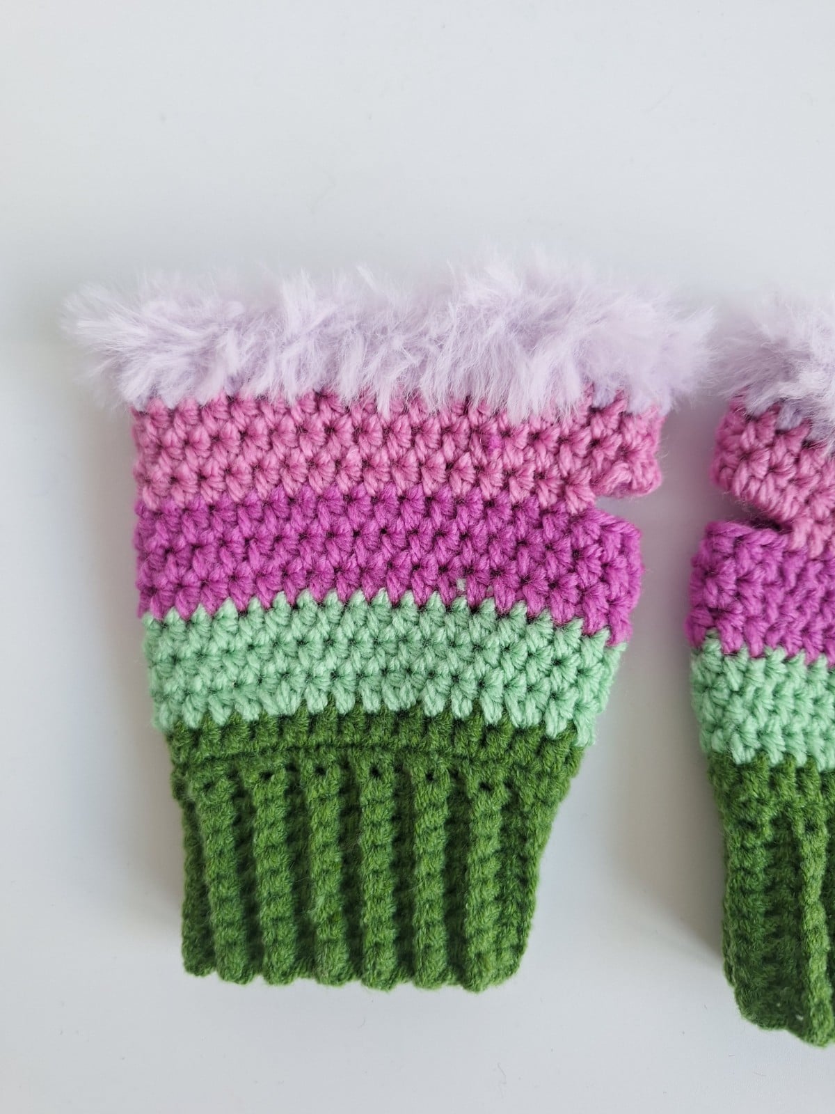 Gehaakte handschoenen - gehaakte vingerloze handschoenen | Groen, mintgroen, lavendel, Barbie roze en lila