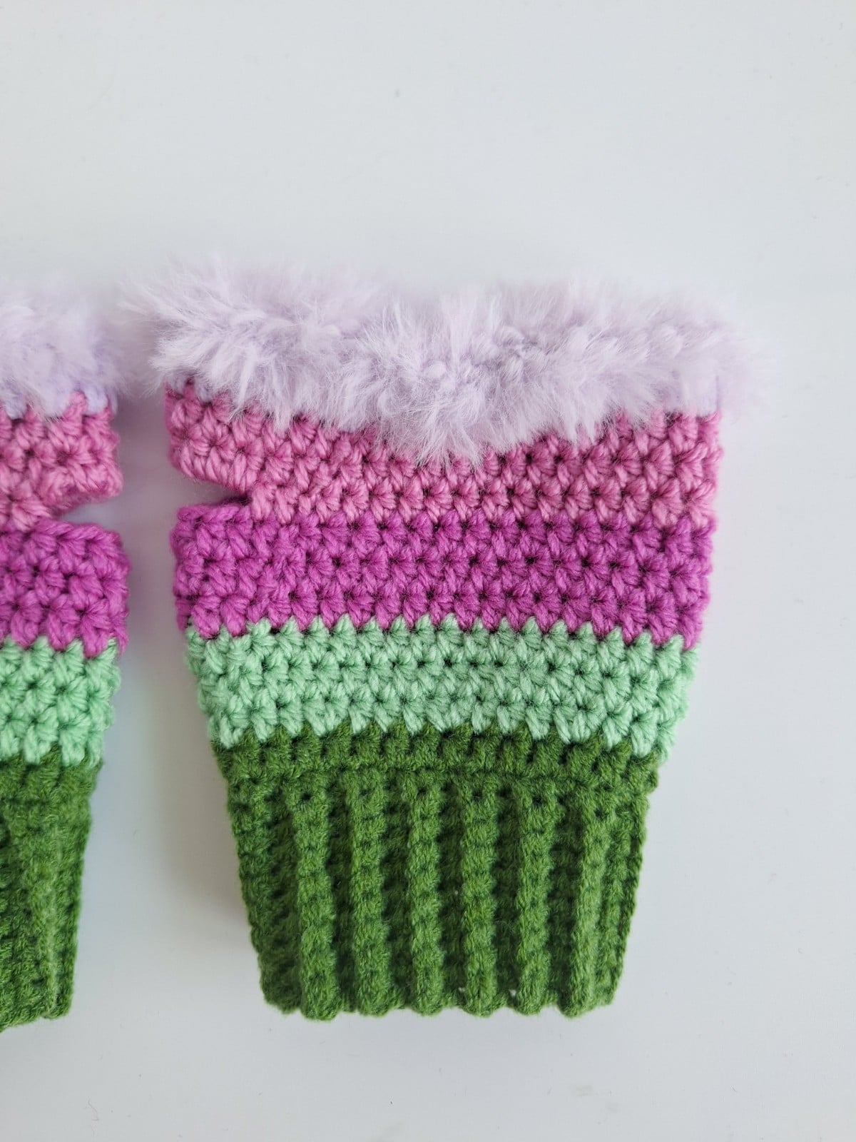 Gehaakte handschoenen - gehaakte vingerloze handschoenen | Groen, mintgroen, lavendel, Barbie roze en lila