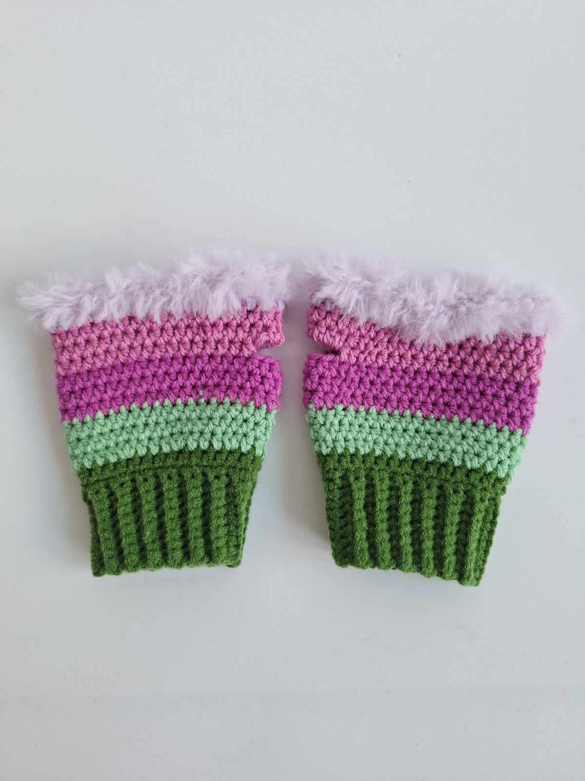 Gehaakte handschoenen - gehaakte vingerloze handschoenen | Groen, mintgroen, lavendel, Barbie roze en lila