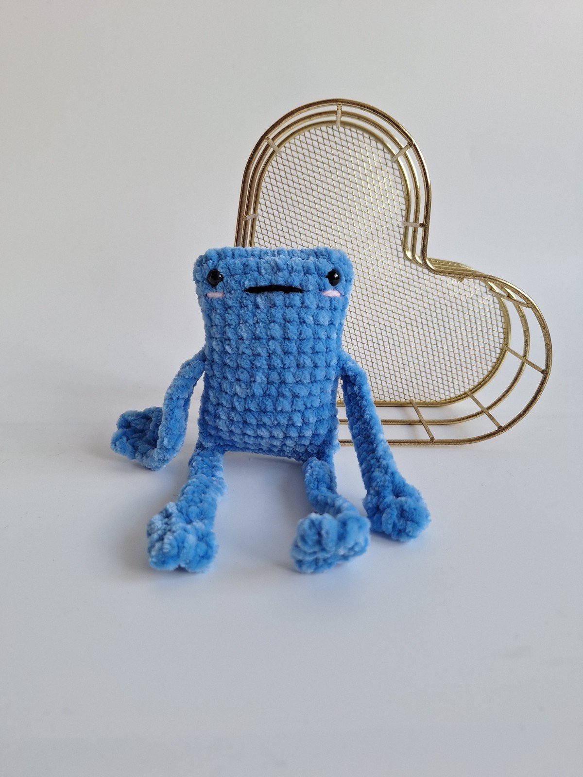 Gehaakte knuffel | Denimblauwe kikker