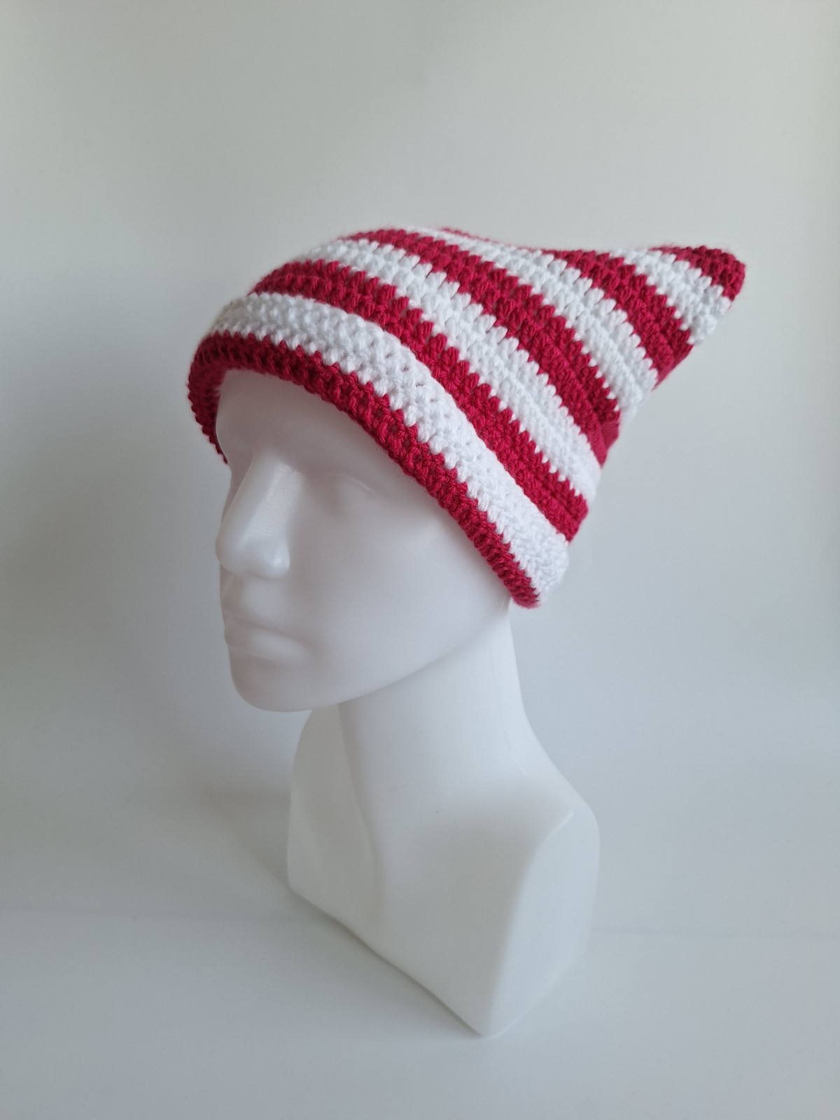 Gehaakte muts | Fuchsia en wit