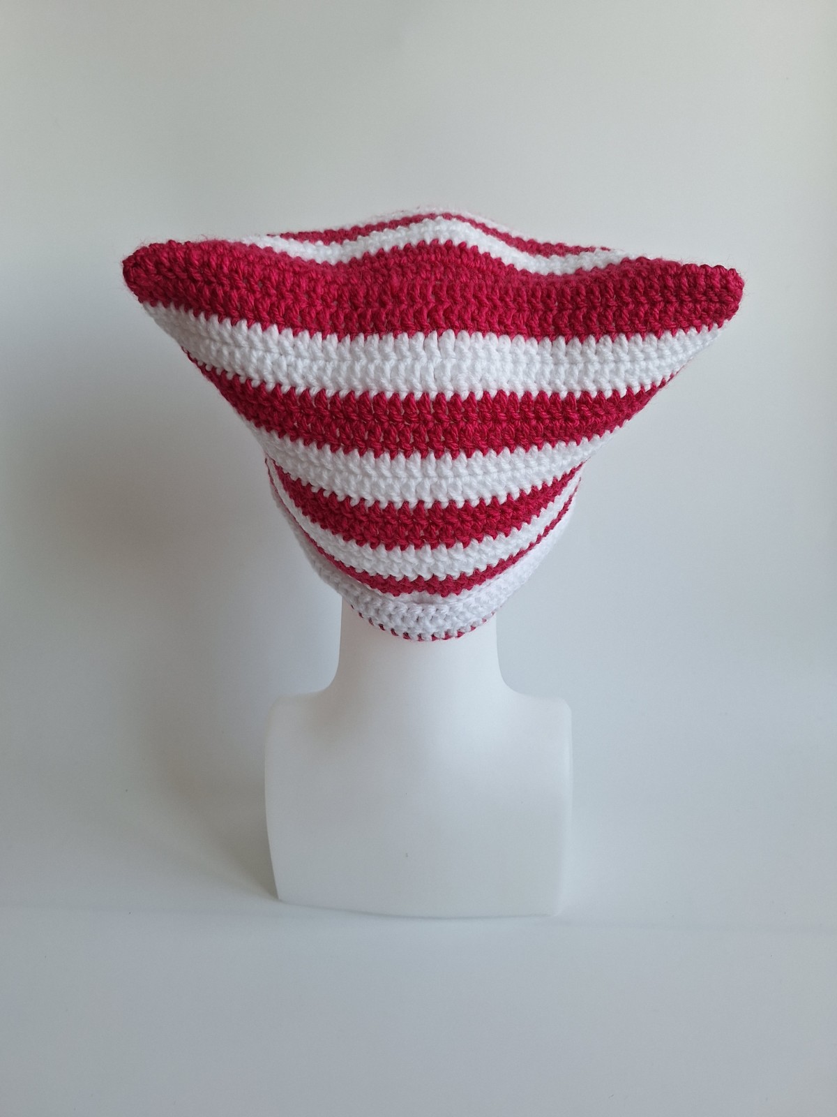 Gehaakte muts | Fuchsia en wit