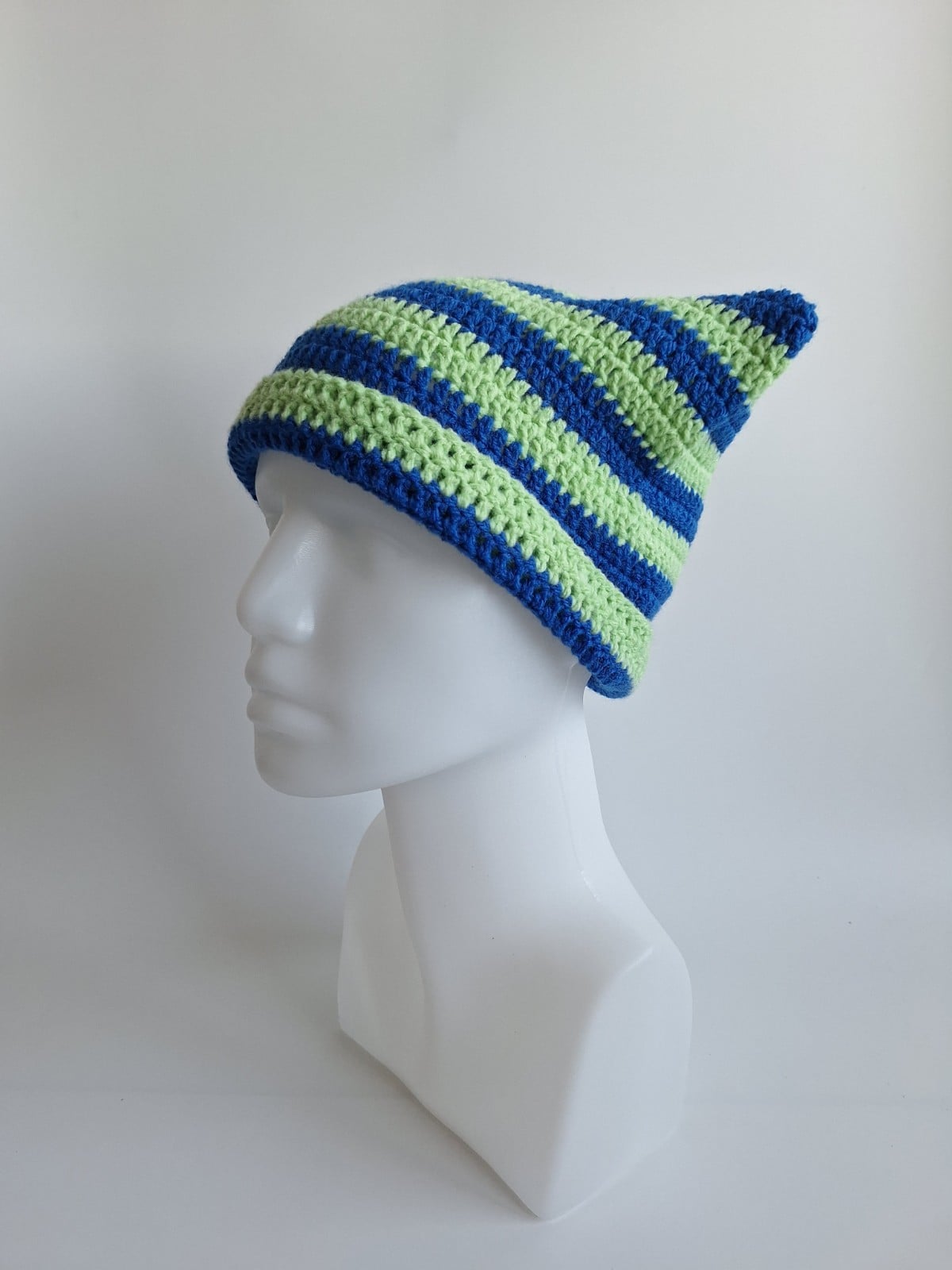 Gehaakte muts | Kobaltblauw en lichtgroen