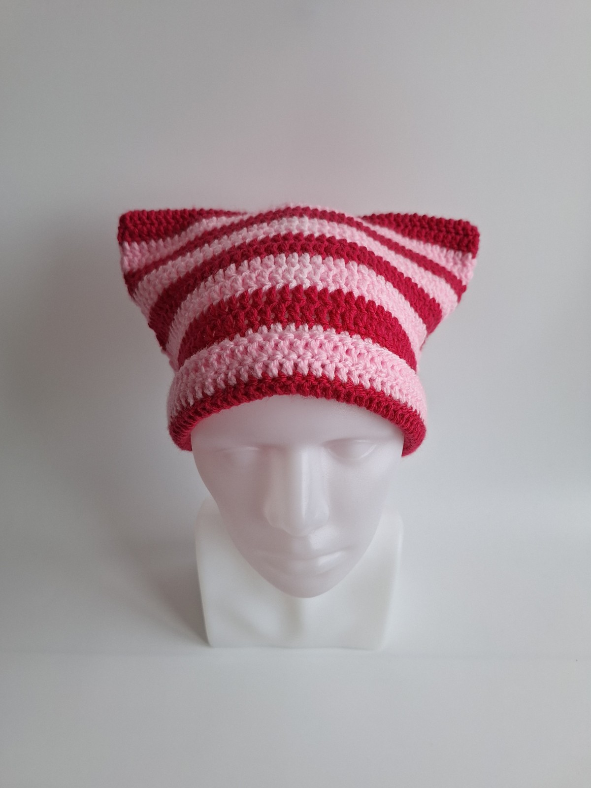 Gehaakte muts | Lichtroze en knalroze