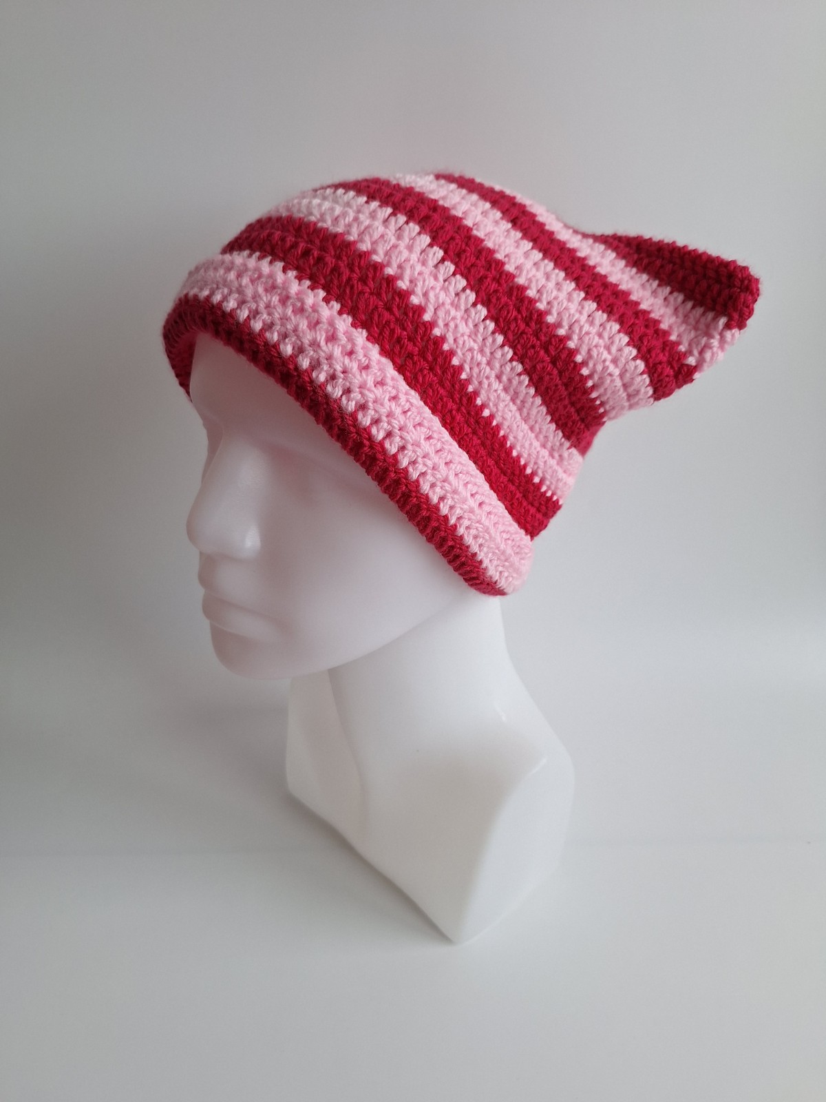 Gehaakte muts | Lichtroze en knalroze