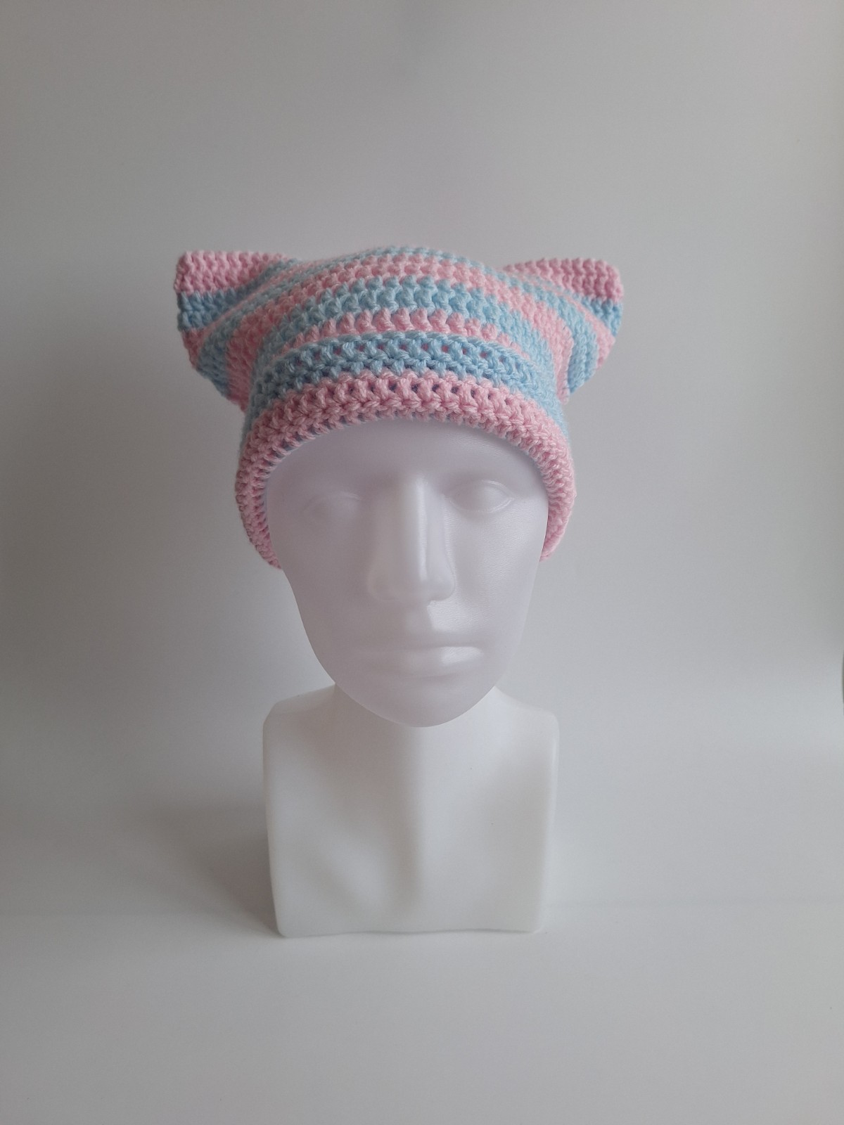 Gehaakte muts | Lichtroze en lichtblauw