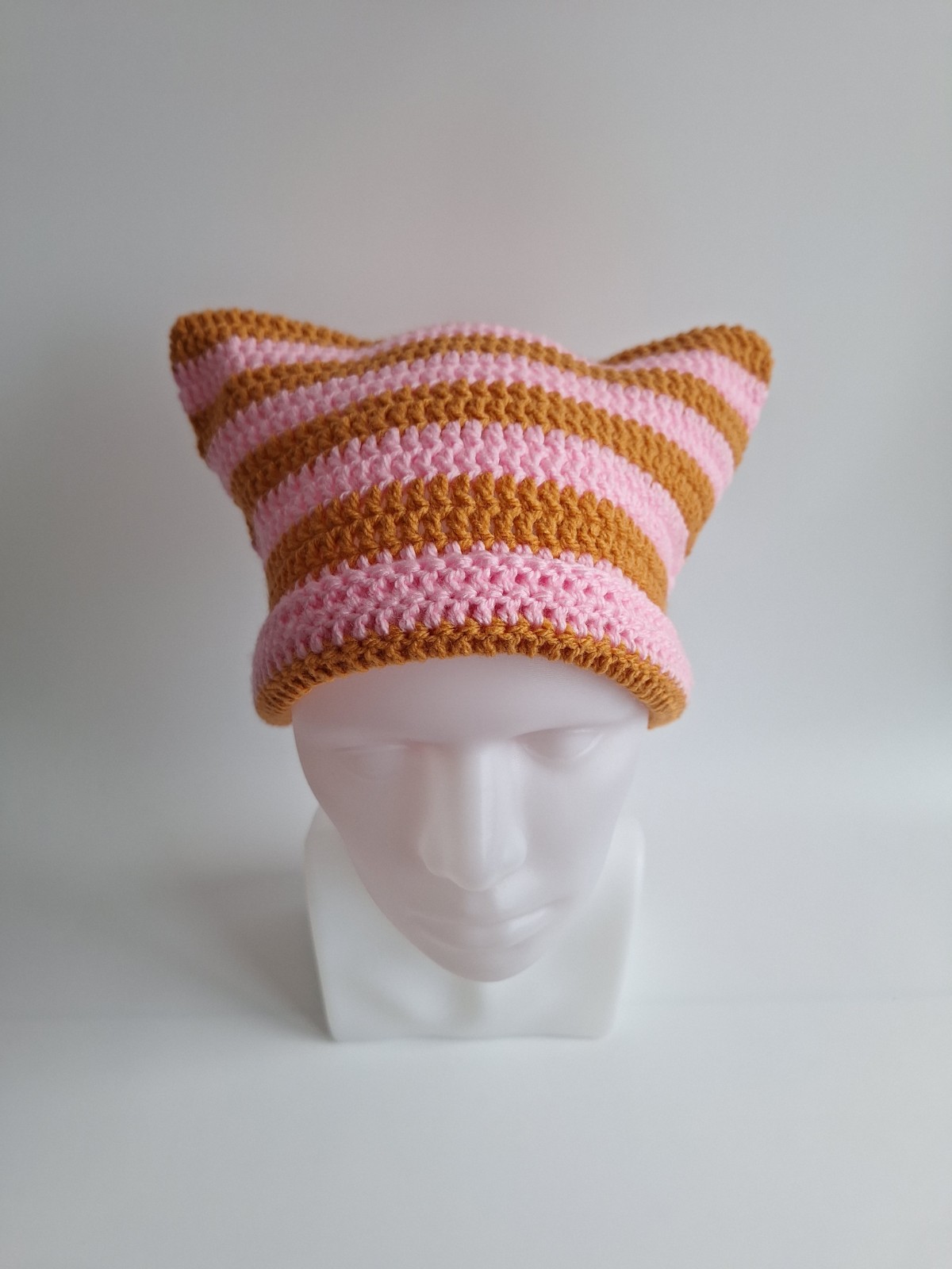 Gehaakte muts | Lichtroze en oranje