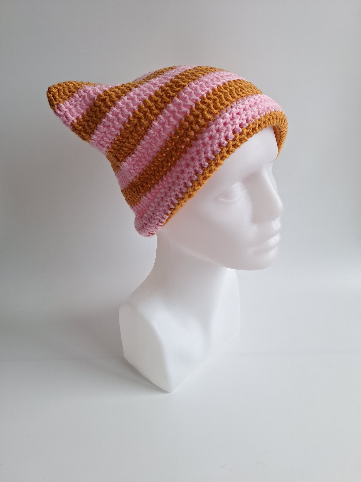 Gehaakte muts | Lichtroze en oranje