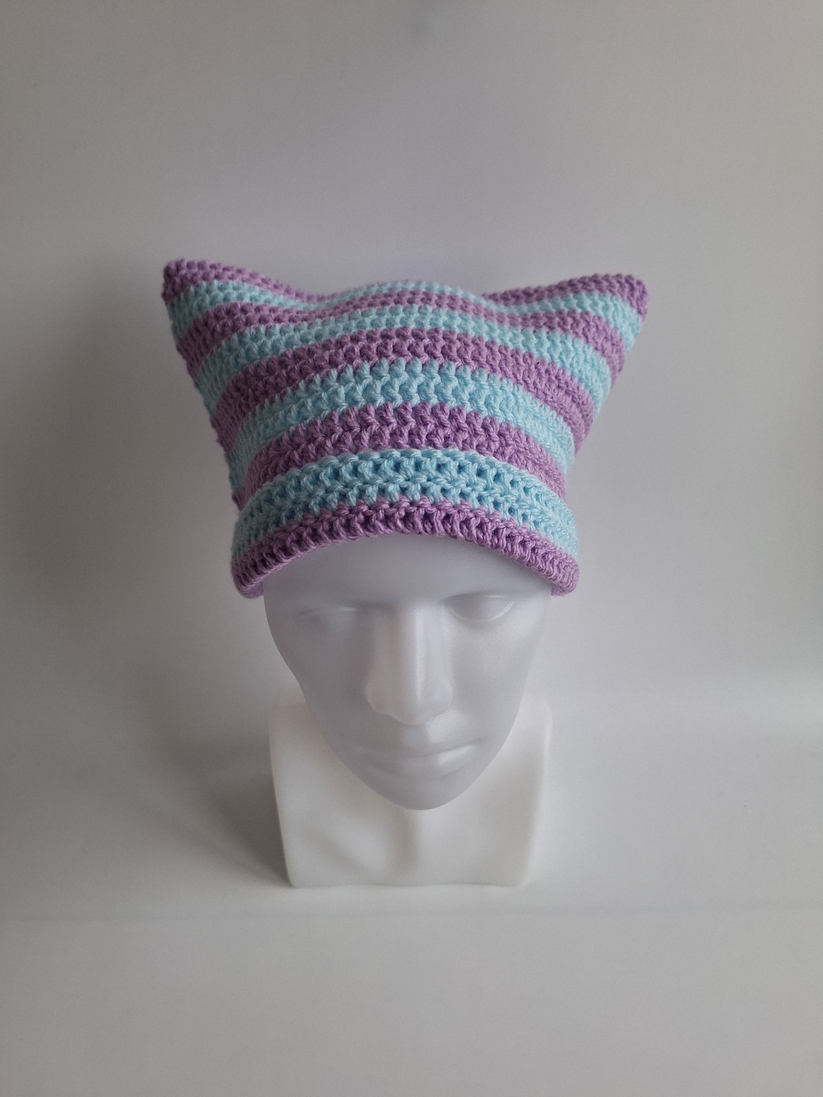 Gehaakte muts | Lila en lichtblauw
