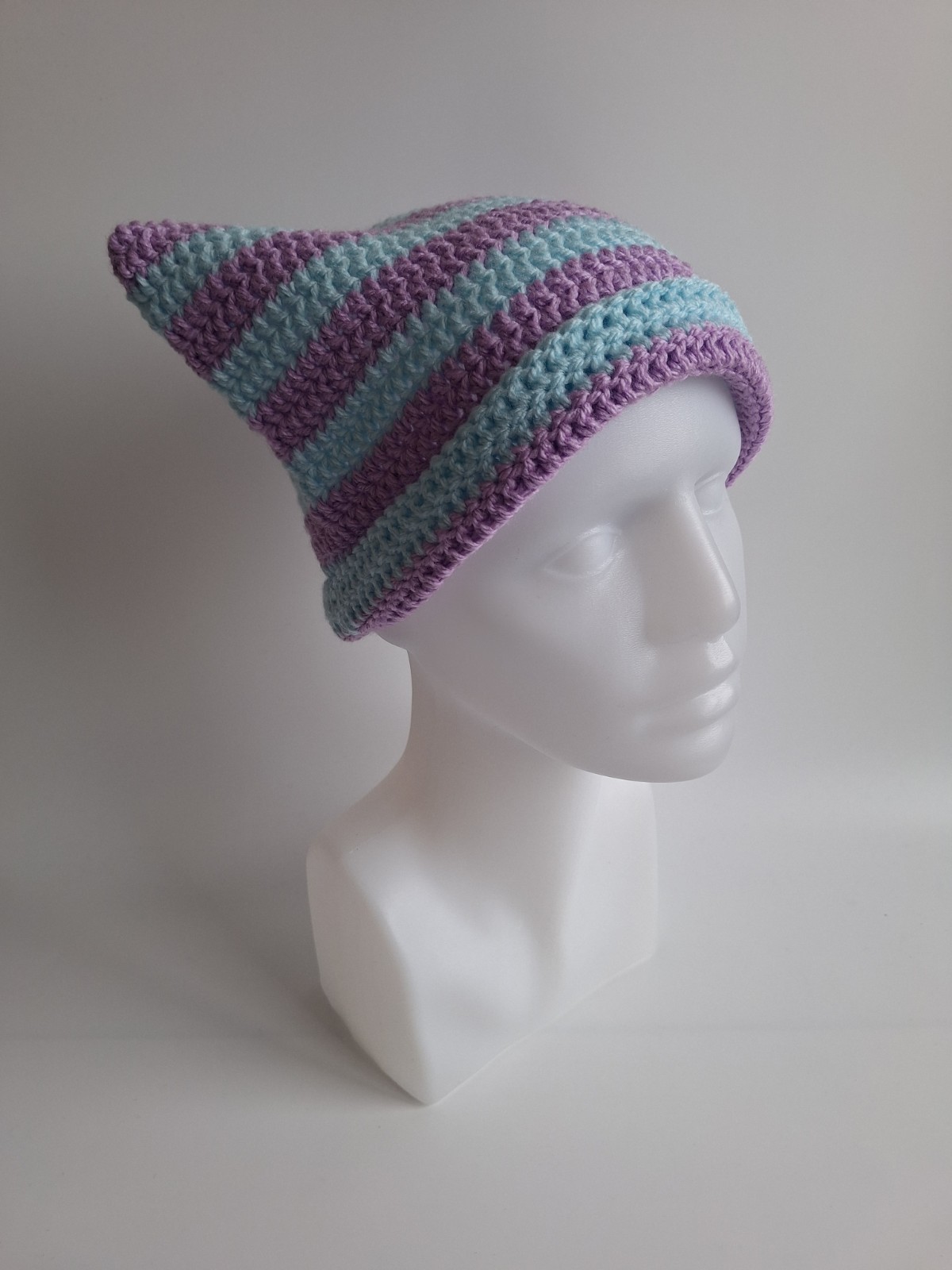 Gehaakte muts | Lila en lichtblauw