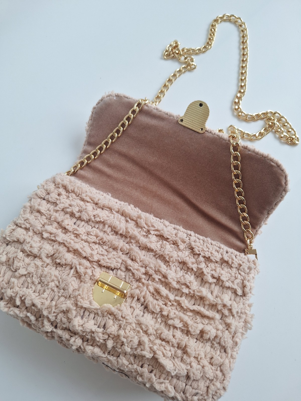 Geweven crossbody tas | Beige en goud - 105847 Geweven crossbody tas | Beige en goud