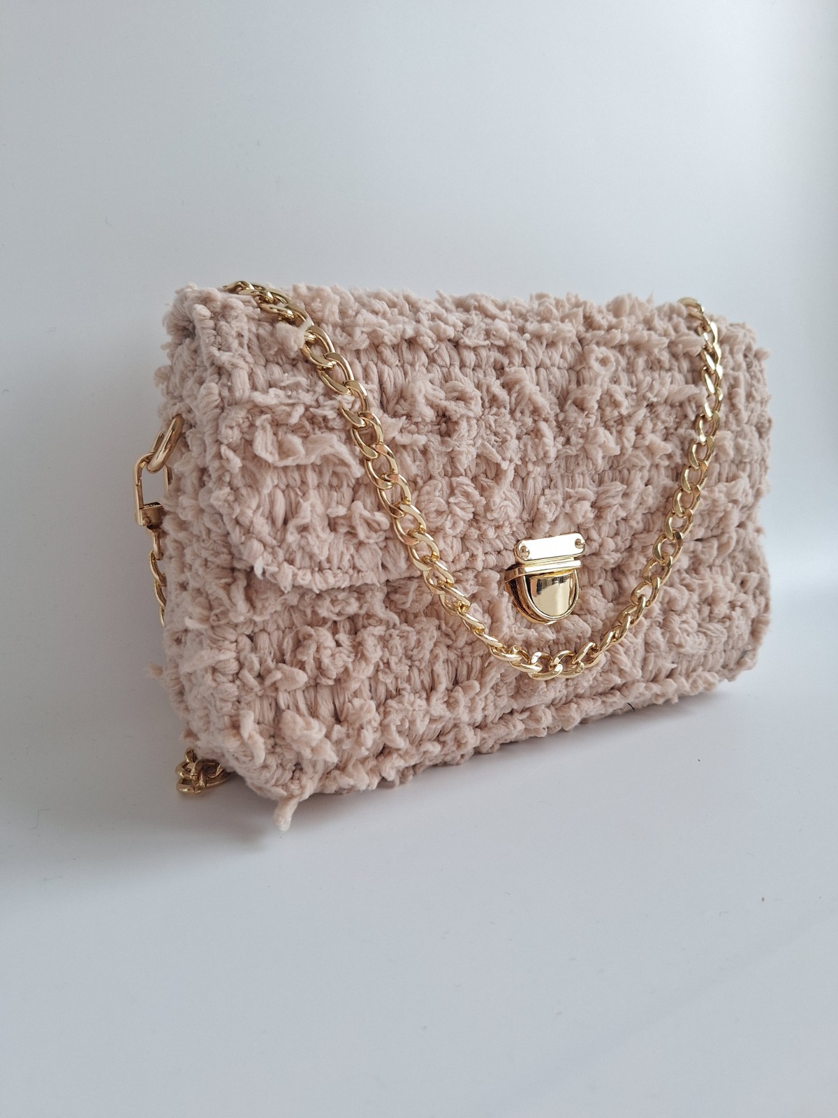 Geweven crossbody tas | Beige en goud - 105848 Geweven crossbody tas | Beige en goud