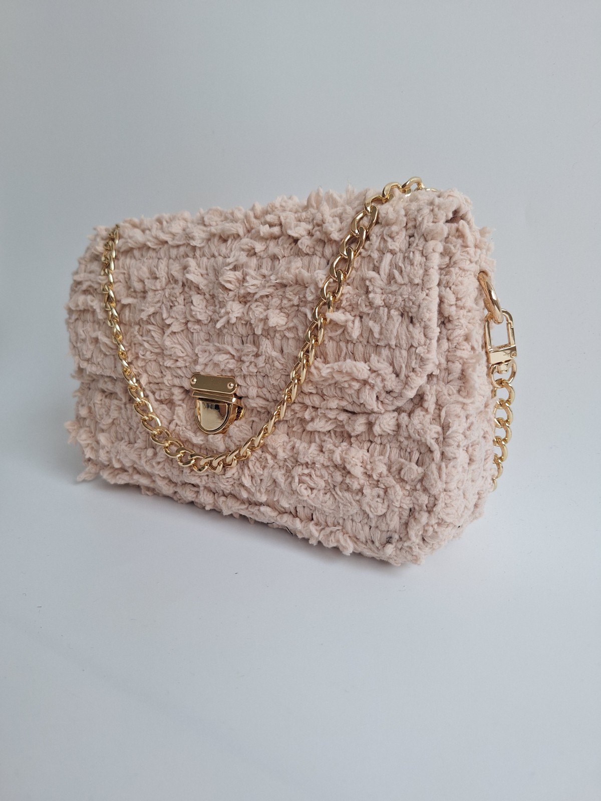 Geweven crossbody tas | Beige en goud - 105849 Geweven crossbody tas | Beige en goud