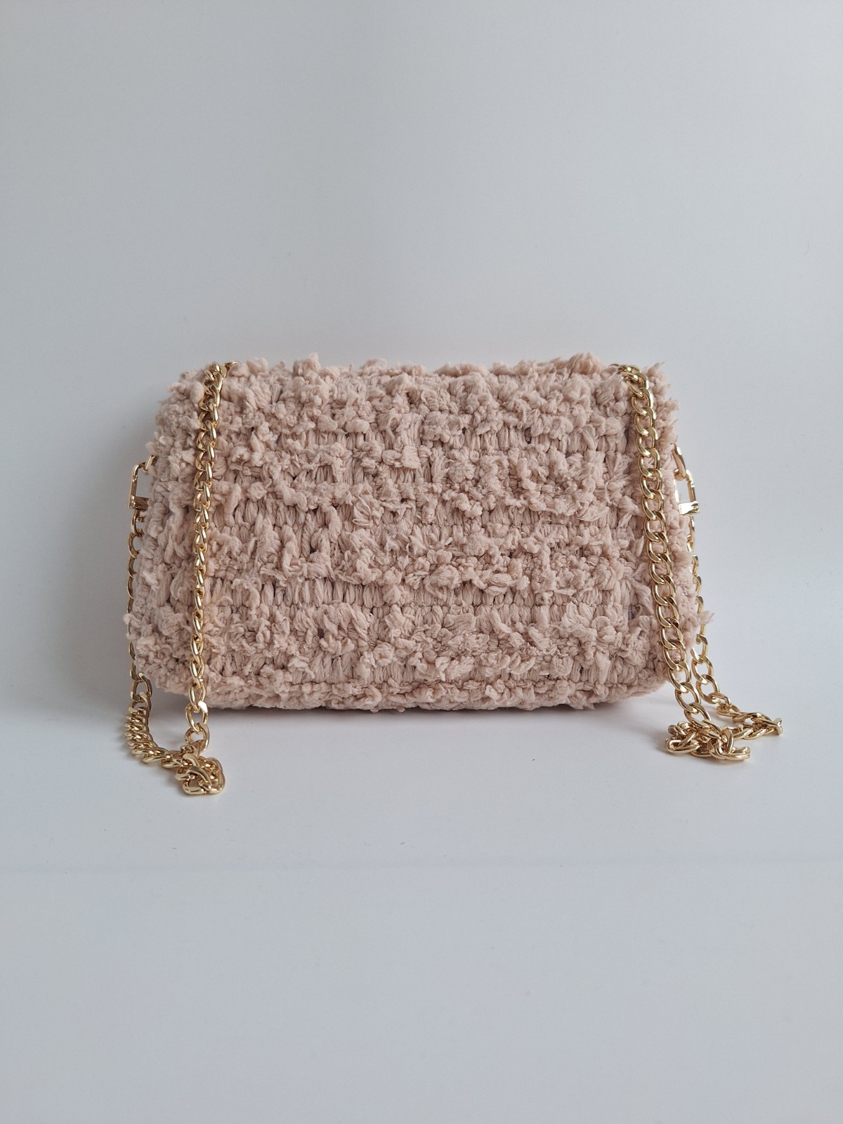 Geweven crossbody tas | Beige en goud - 105850 Geweven crossbody tas | Beige en goud