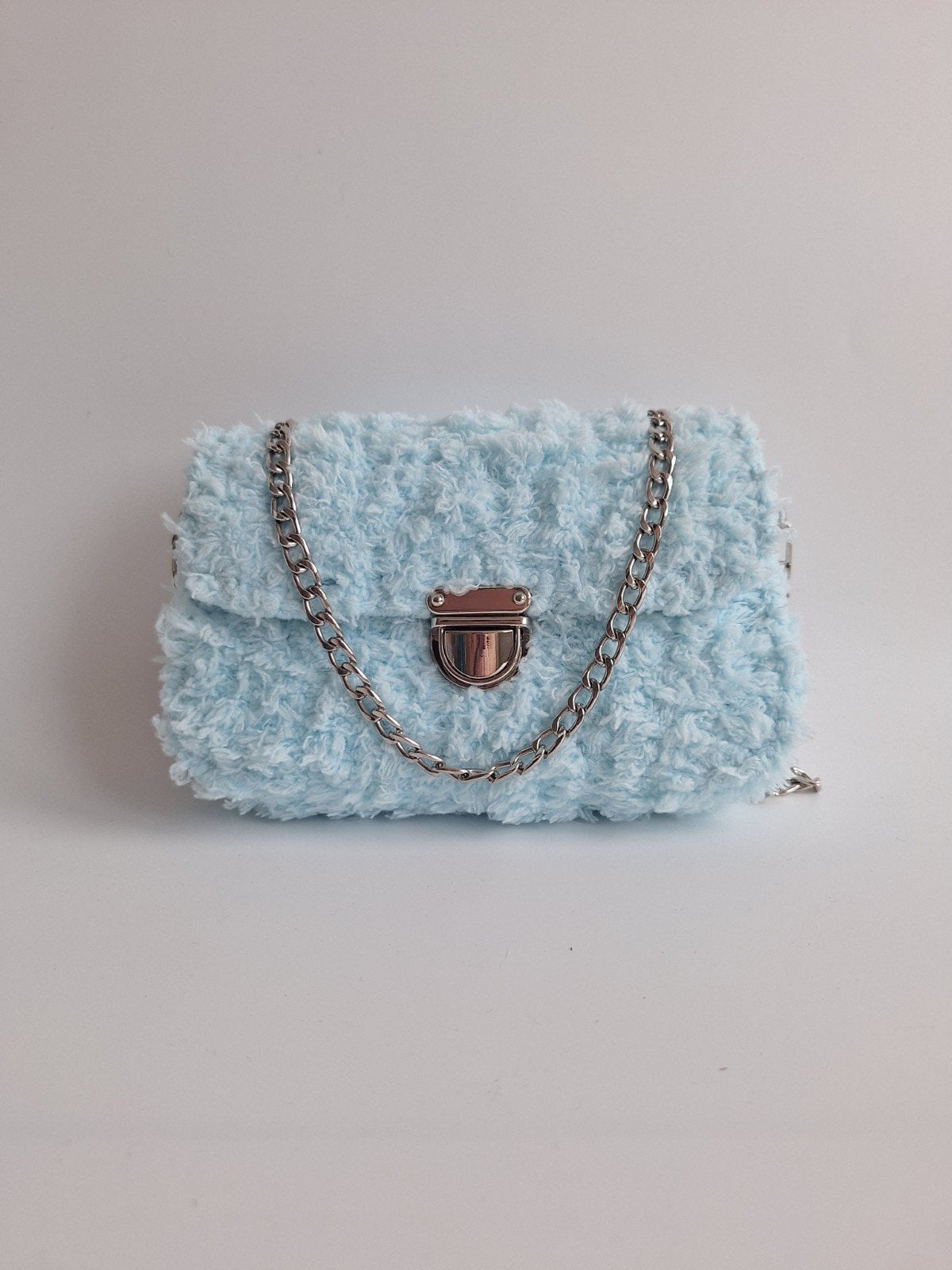 Geweven crossbody tas | Lichtblauw en zilver