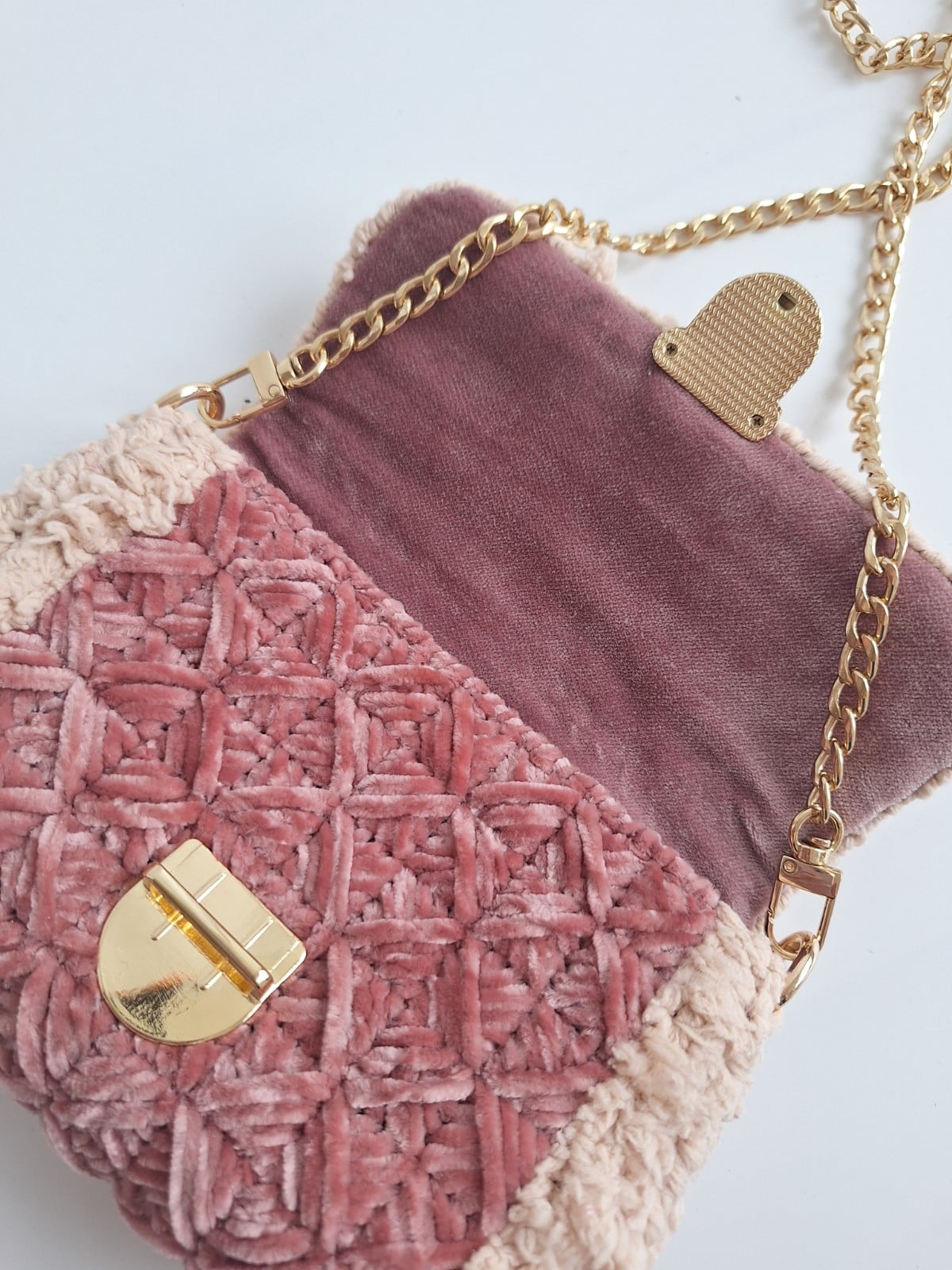 Geweven crossbody tas | Mauve en beige