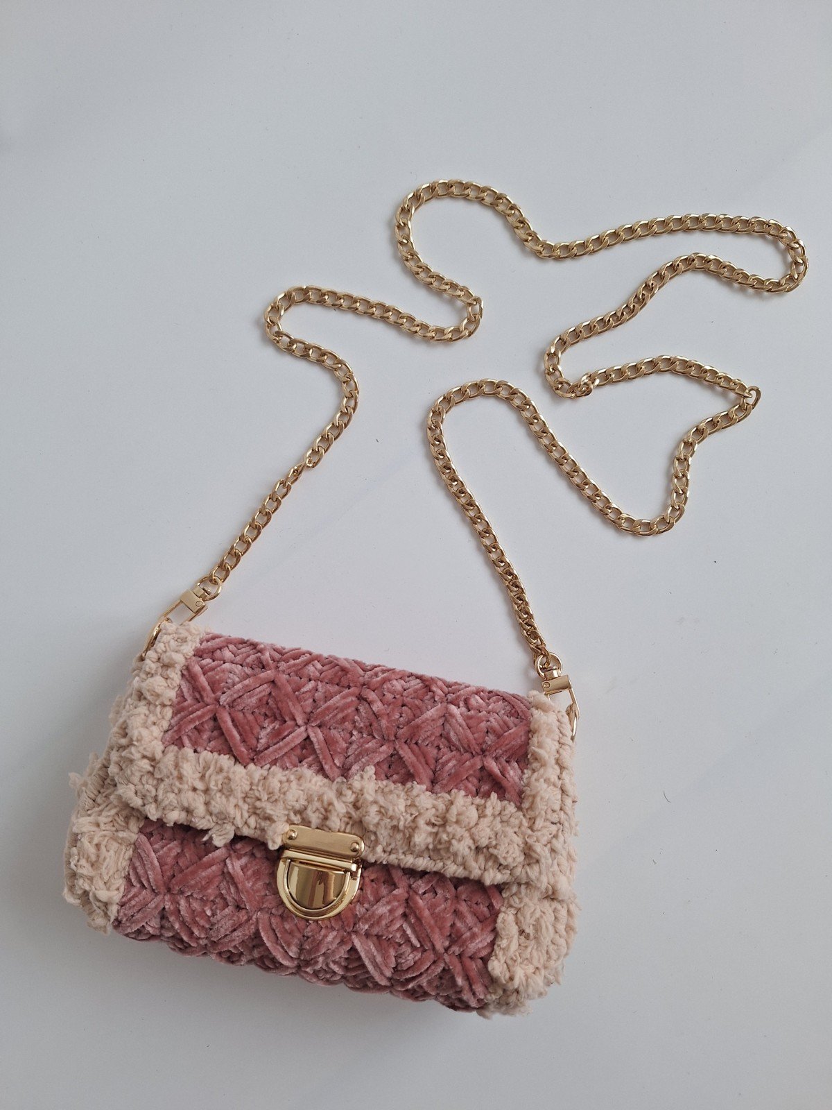 Geweven crossbody tas | Mauve en beige