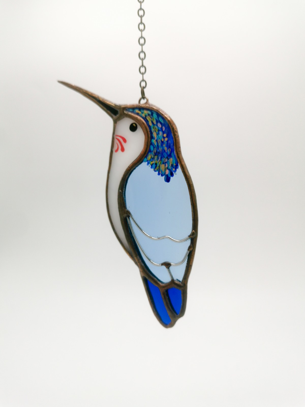 kerstboomversiering glazen blauwe Kolibrie