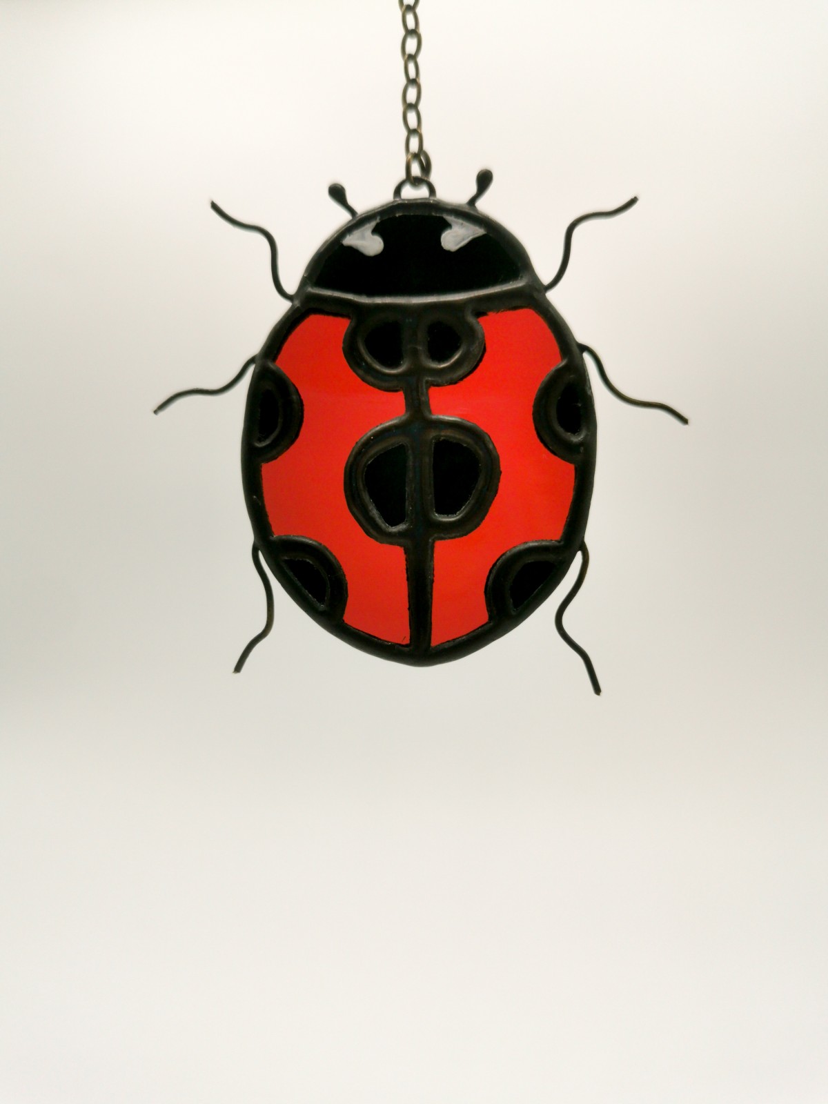 Ornament glas-in-loodraam lieveheersbeestje - 101483 kerstboomversiering glazen lieveheersbeestje