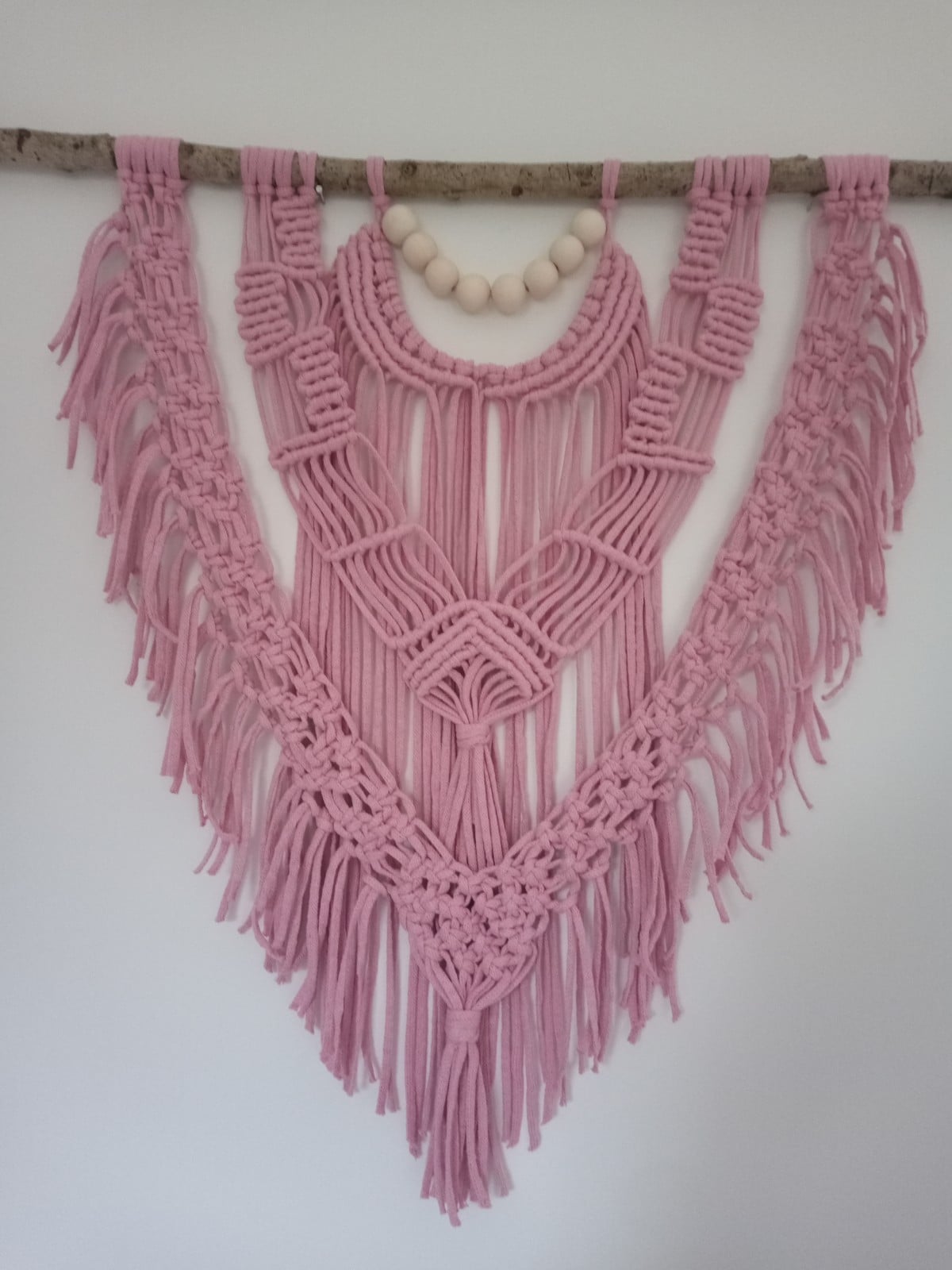 Wanddecoratie Iris-2, macramé, oud roze - 101348 Wanddecoratie, macramé, oud roze